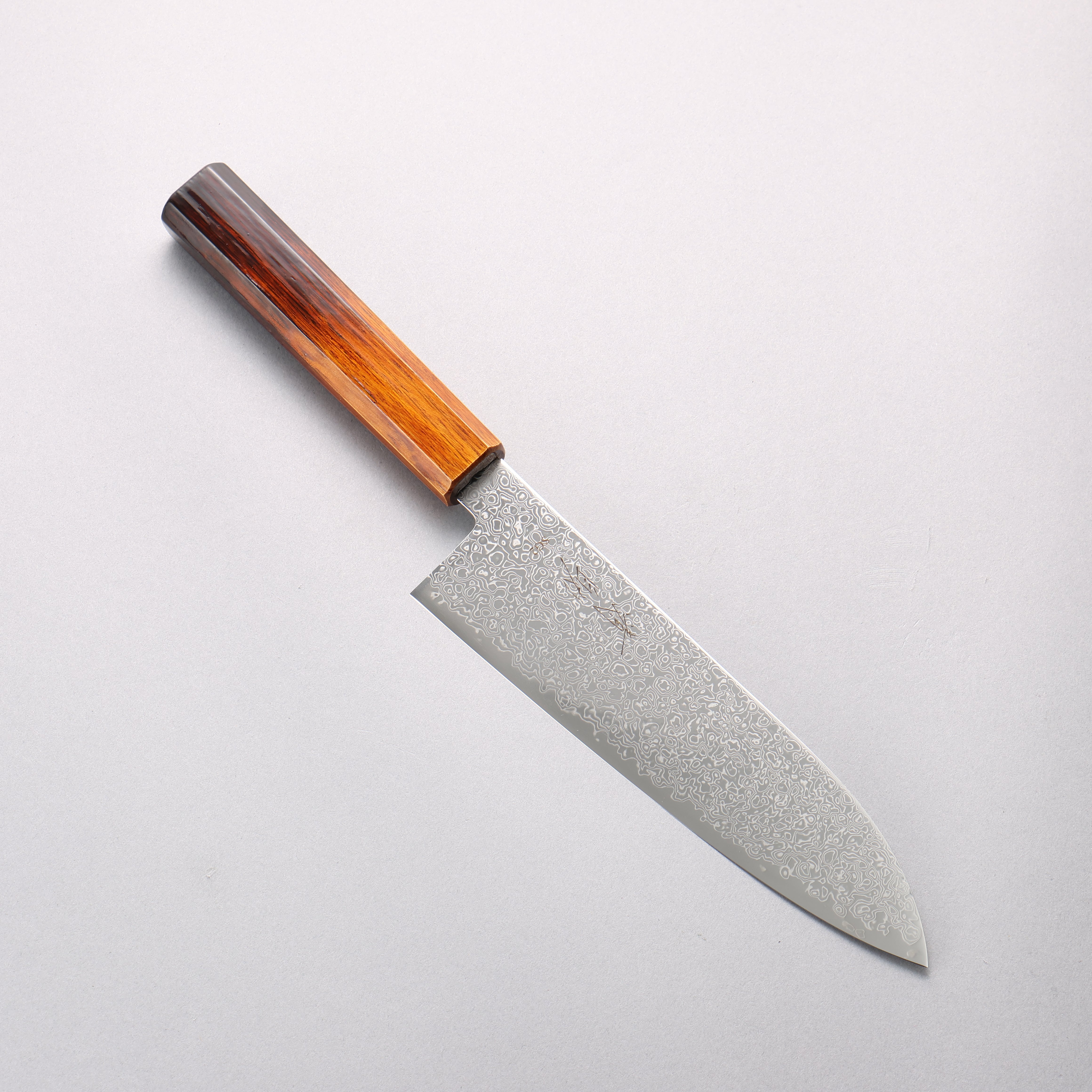 Seisuke SG2 Damascus Migaki Finished Santoku 180mm Burnt Wood Lacquered Handle - Japanny - Best Japanese Knife