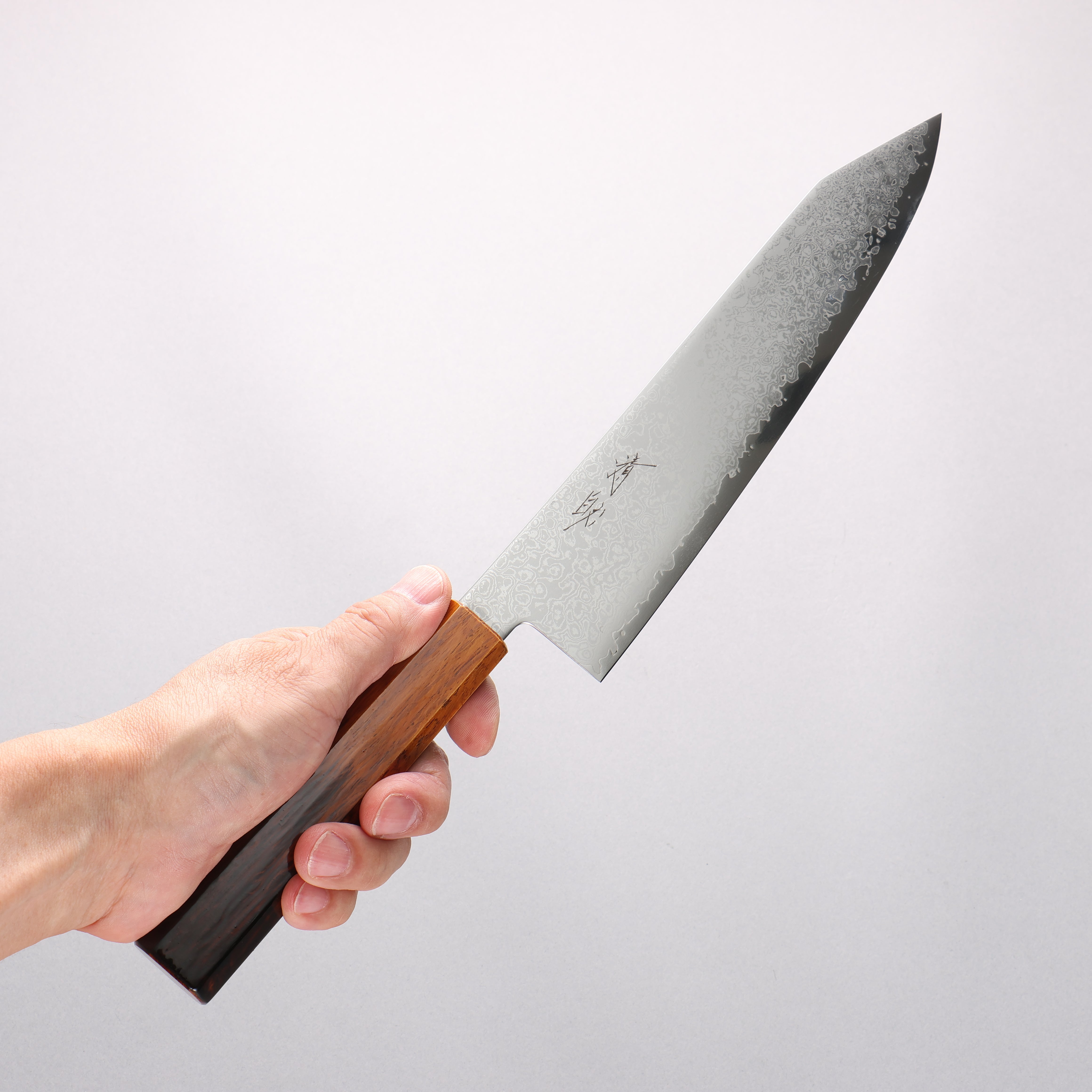 Seisuke VG10 Damascus Kiritsuke Gyuto 210mm Burnt Wood Lacquered Handle - Japanny - Best Japanese Knife