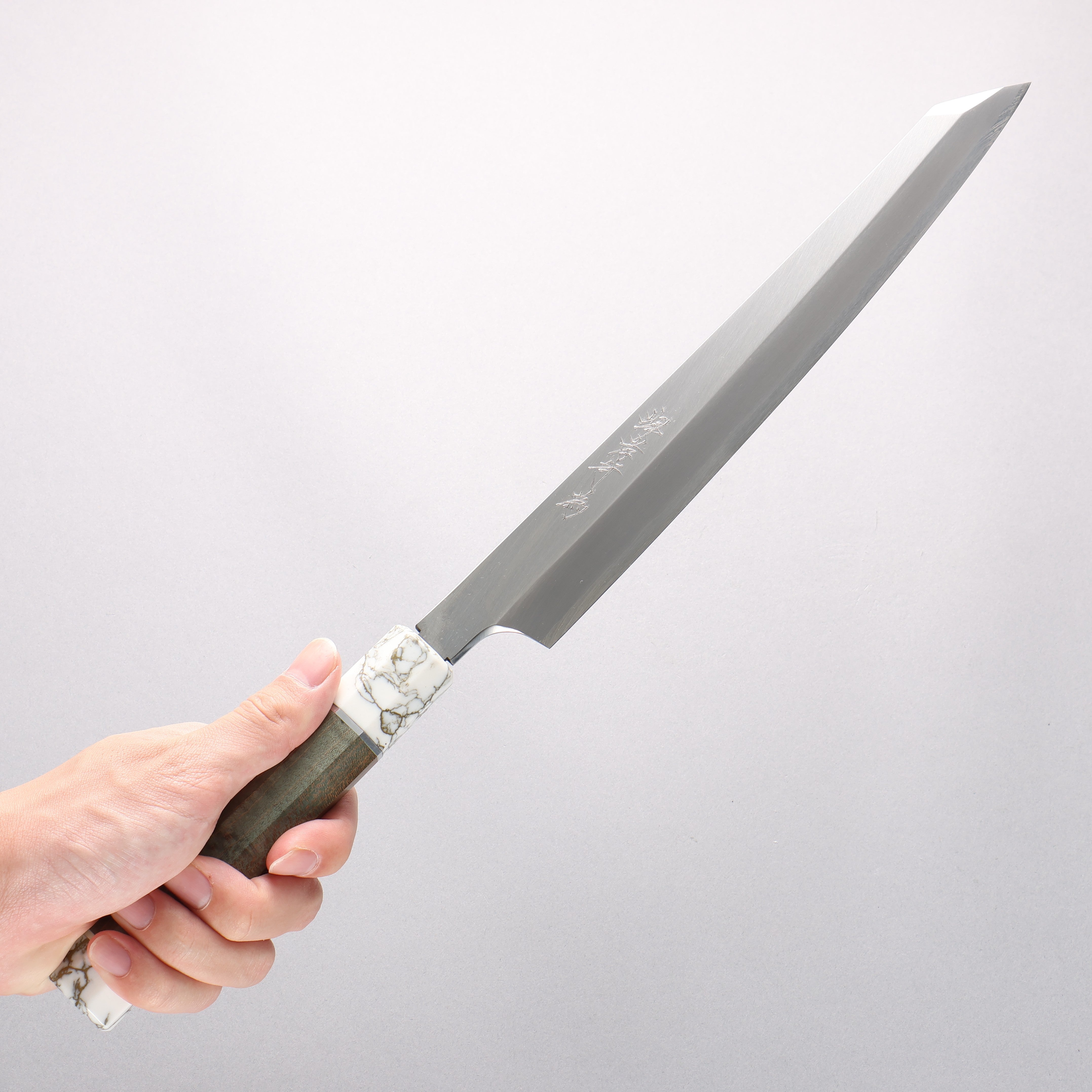 Sakai Takayuki Chef Series Hien Silver Steel No.3 Kiritsuke Yanagiba 270mm Stabilized wood (White Ferrule and End Cap) Handle with Sheath - Japanny - Best Japanese Knife