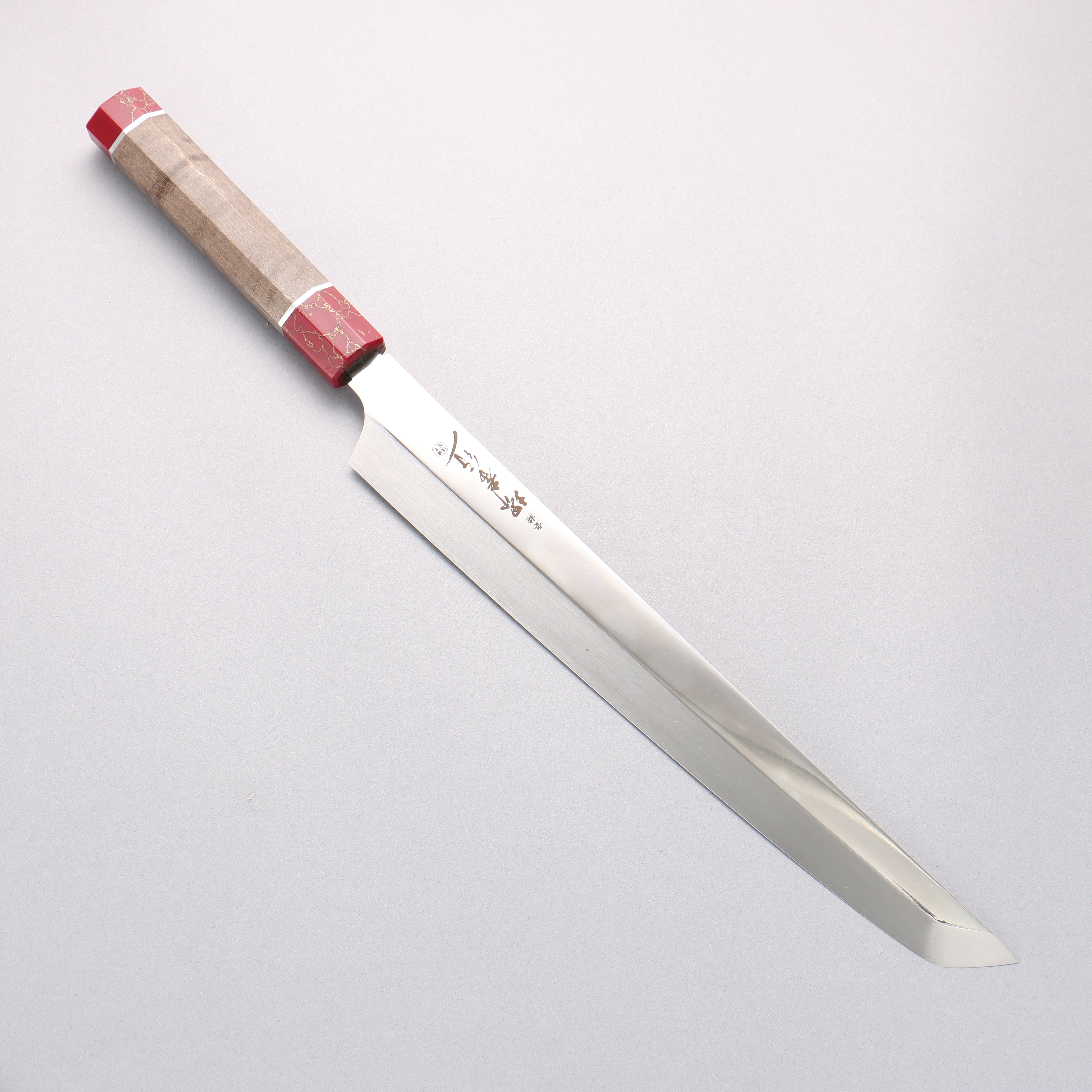 Sakai Takayuki Ginryu Honyaki Swedish Steel Mirrored Finish Sakimaru Yanagiba 300mm Stabilized wood Handle with Sheath - Japanny - Best Japanese Knife