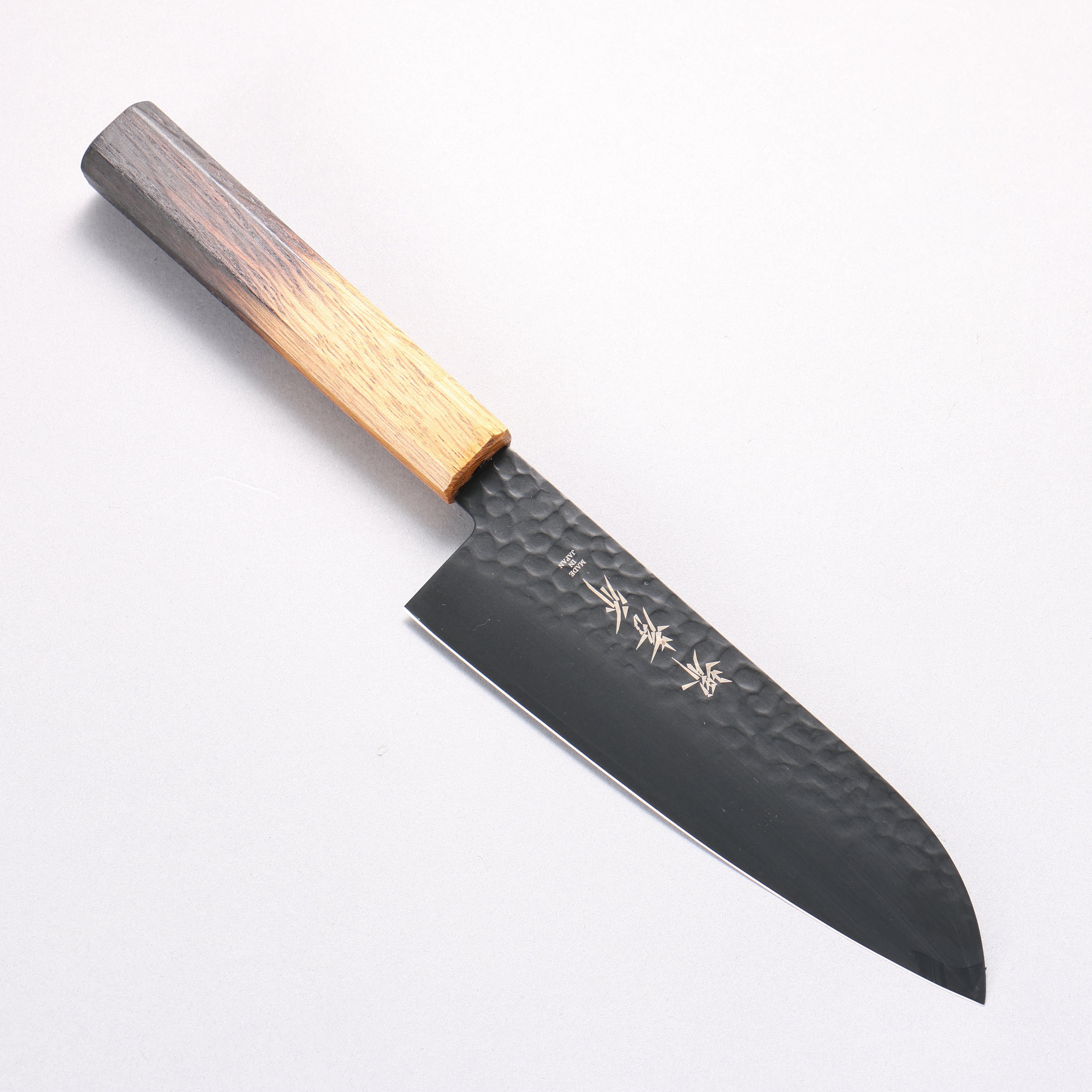 Sakai Takayuki Kurokage VG10 Hammered Teflon Coating Santoku 170mm Burnt Oak Handle - Japanny - Best Japanese Knife
