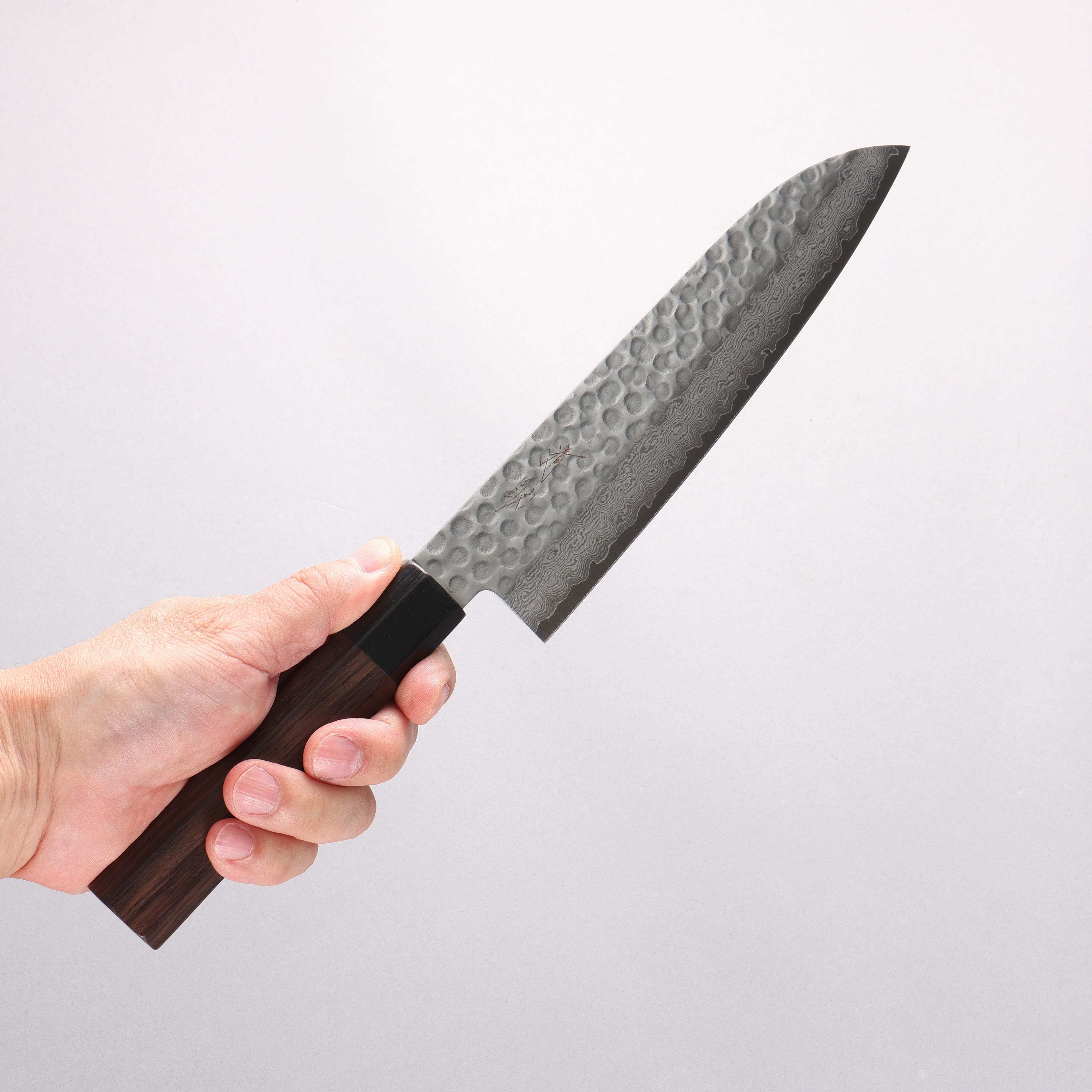 Seisuke VG10 Hammered Damascus Santoku 180mm Rosewood (Ferrule: Black Pakka Wood) Handle - Japanny - Best Japanese Knife