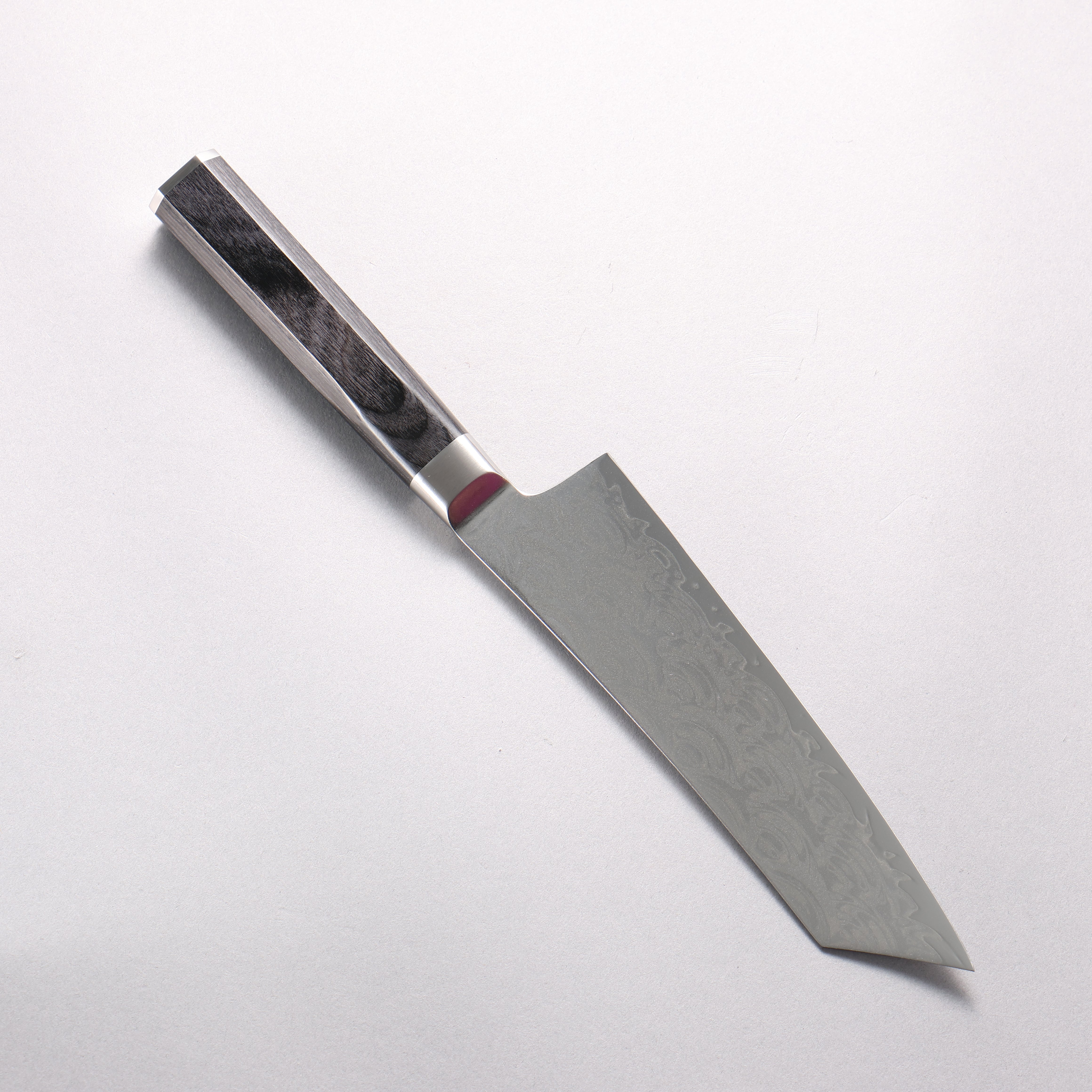 Sakai Takayuki Seigaiha (Blue Ocean Wave) Böhler SP Steel 45 Layer Damascus Migaki Finished Kengata Santoku 160mm Black Pakka wood Handle - Japanny - Best Japanese Knife