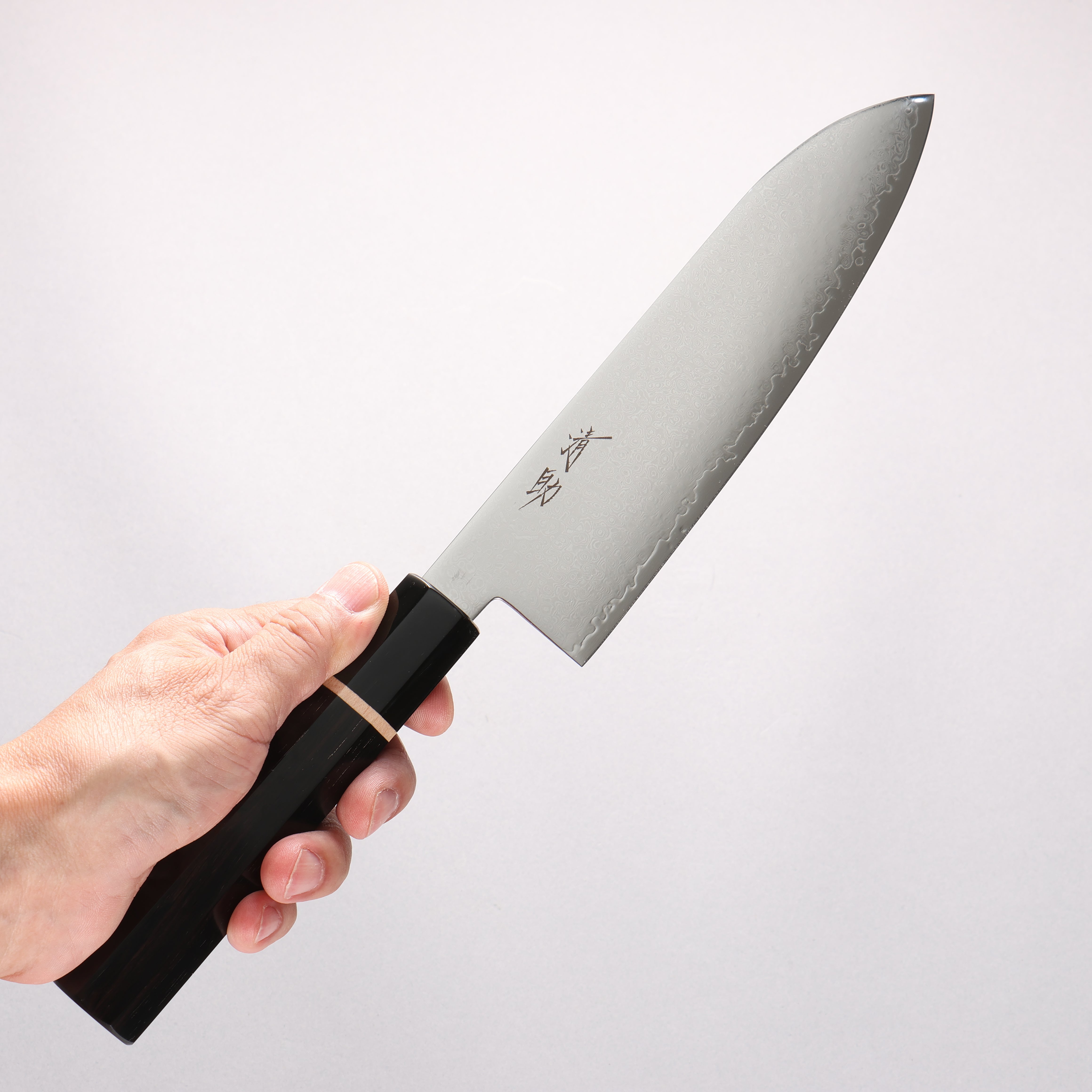 Seisuke VG10 33 Layer Damascus Santoku 180mm Ebony Wood(With White Ring) Handle - Japanny - Best Japanese Knife