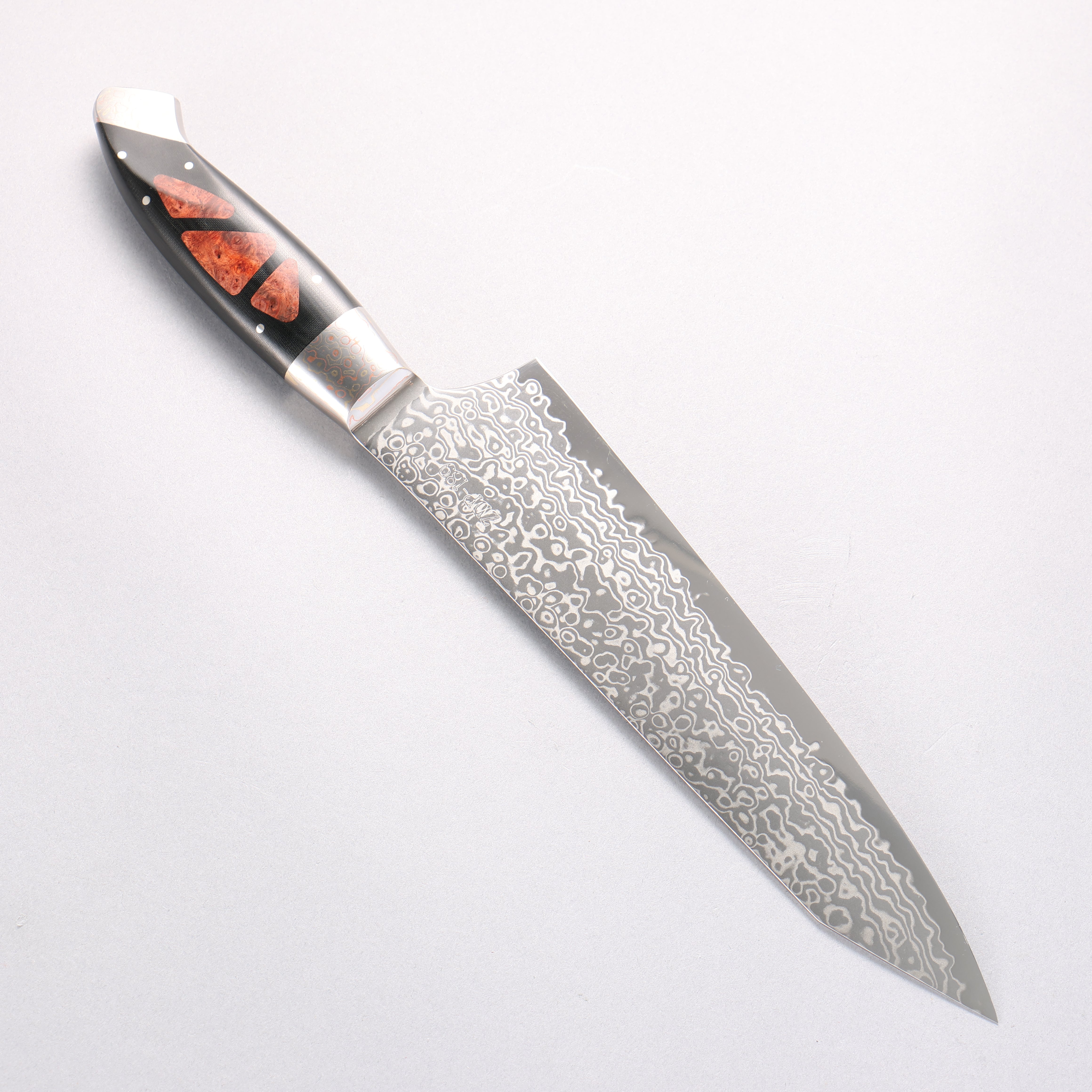 Kajin ZDP189 Damascus Migaki Finished Kiritsuke Gyuto 210mm Chinese Quince Burl Inlay Handle - Japanny - Best Japanese Knife