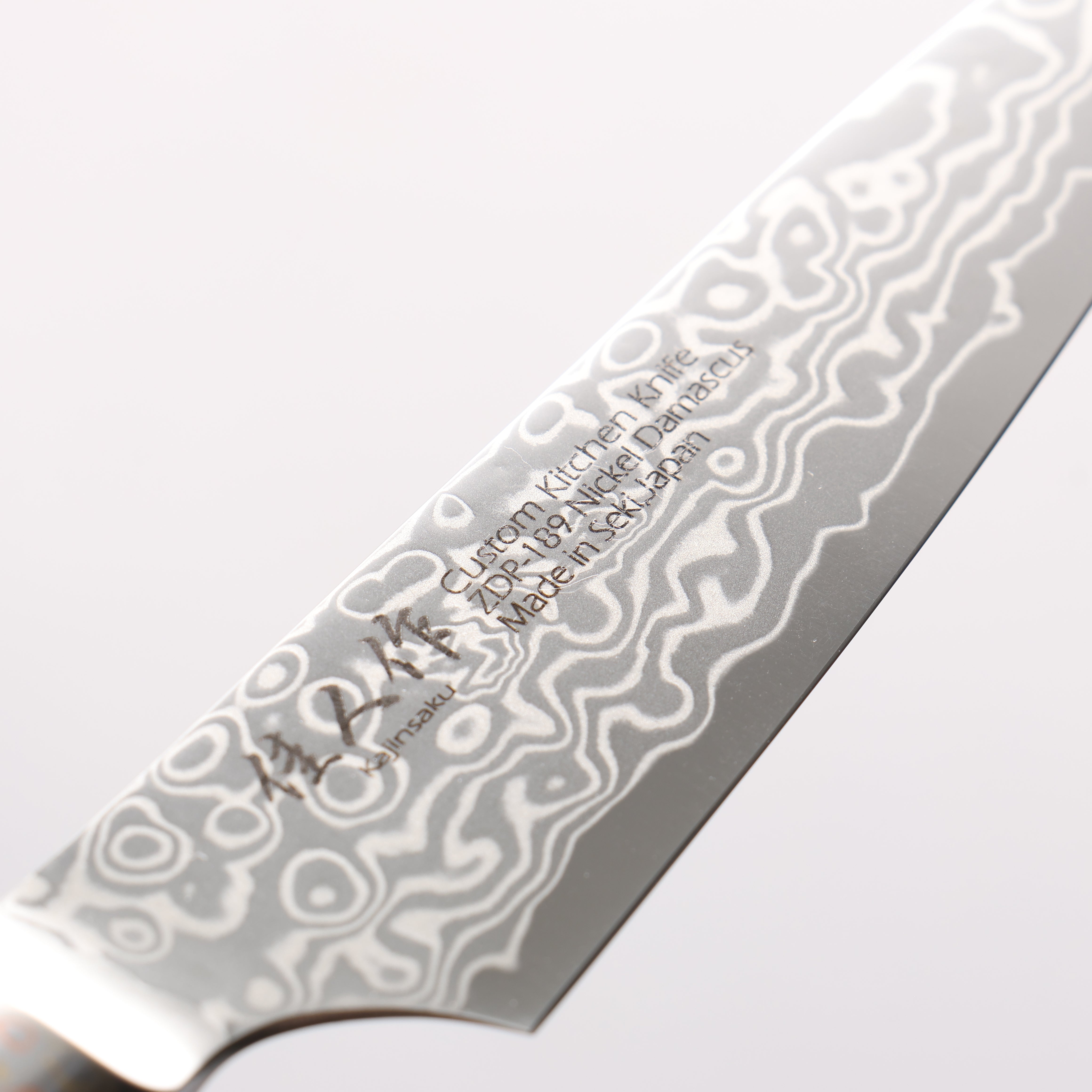 Kajin ZDP189 Damascus Migaki Finished Petty-Utility 95mm Chinese Quince Burl Inlay Handle - Japanny - Best Japanese Knife