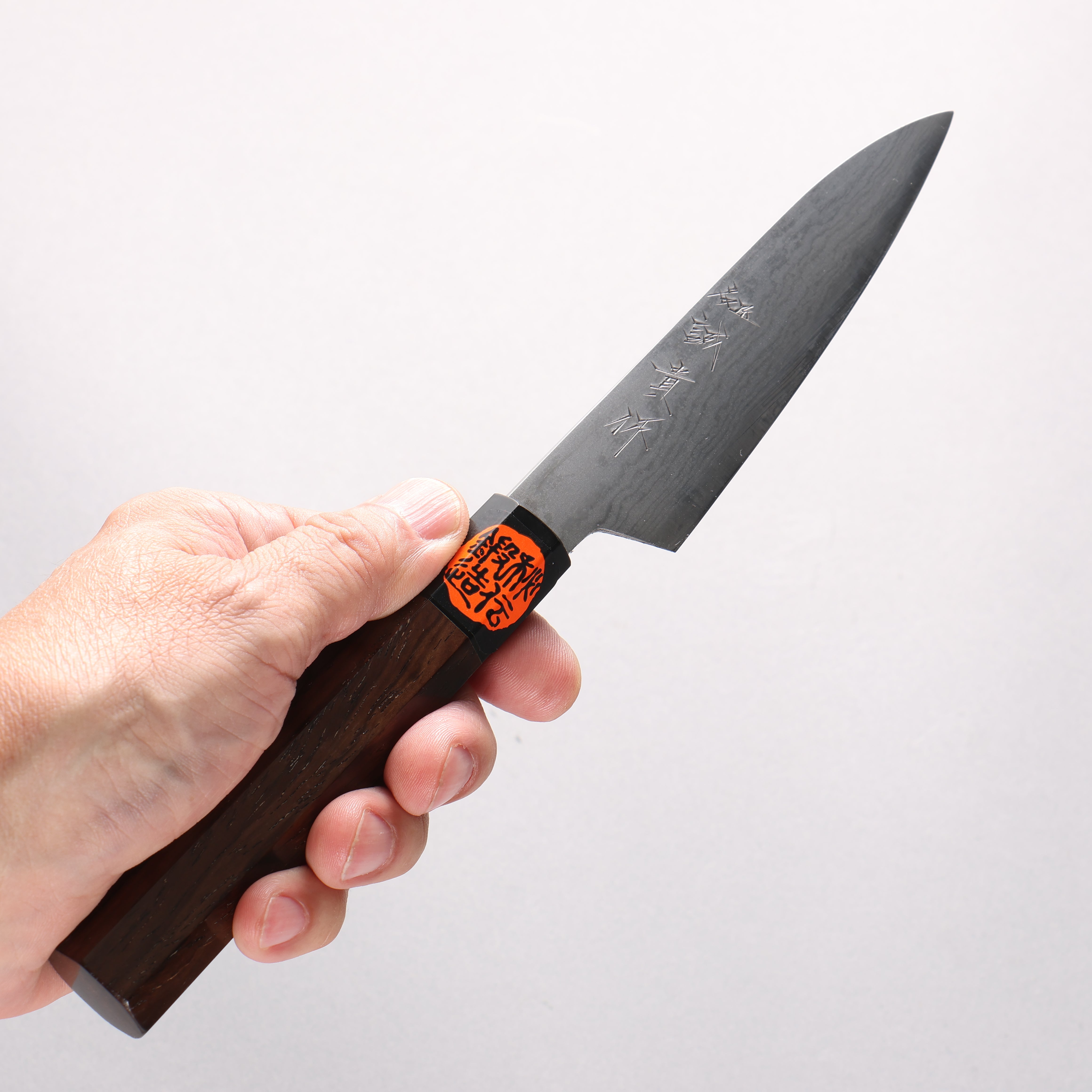 Shigeki Tanaka Blue Steel No.2 Damascus Petty-Utility 120mm Walnut Handle - Japanny - Best Japanese Knife