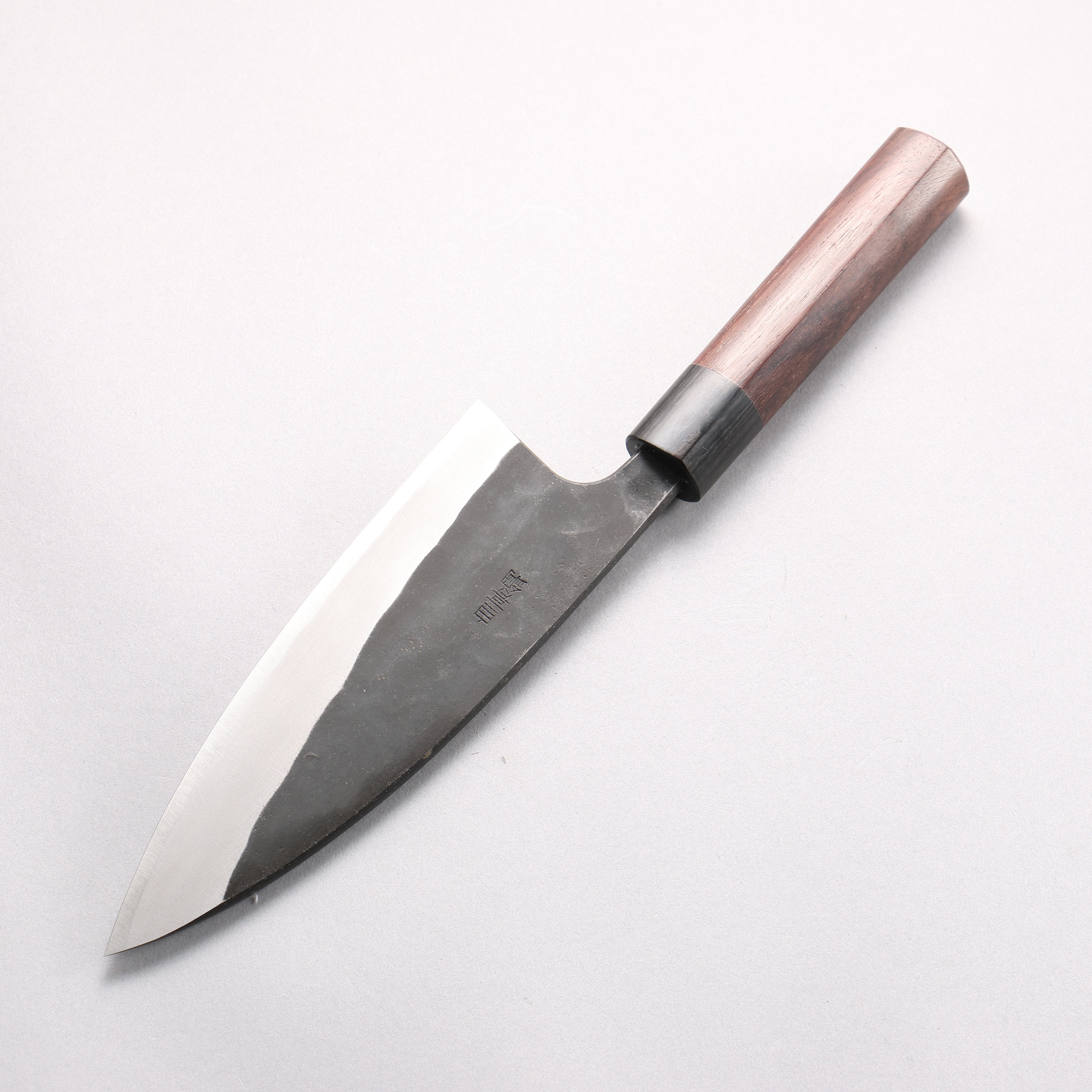 Nao Yamamoto White Steel No.2 Kurouchi Double-sided Deba 165mm Rosewood (Ferrule: Black Pakka Wood) Handle - Japanny - Best Japanese Knife
