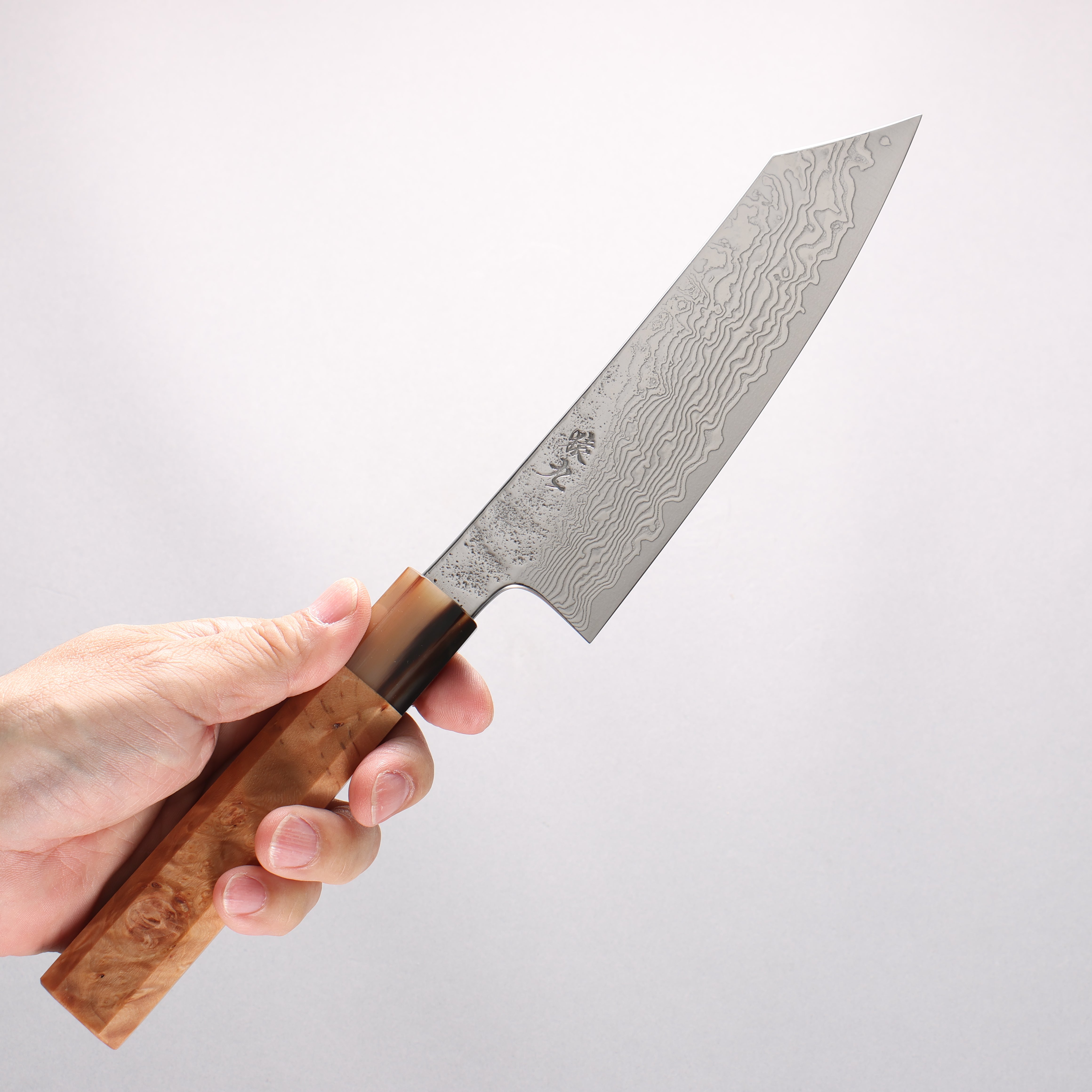Enkyu SG2 Damascus Migaki Finished Kiritsuke Santoku 165mm Chinese Quince Handle - Japanny - Best Japanese Knife
