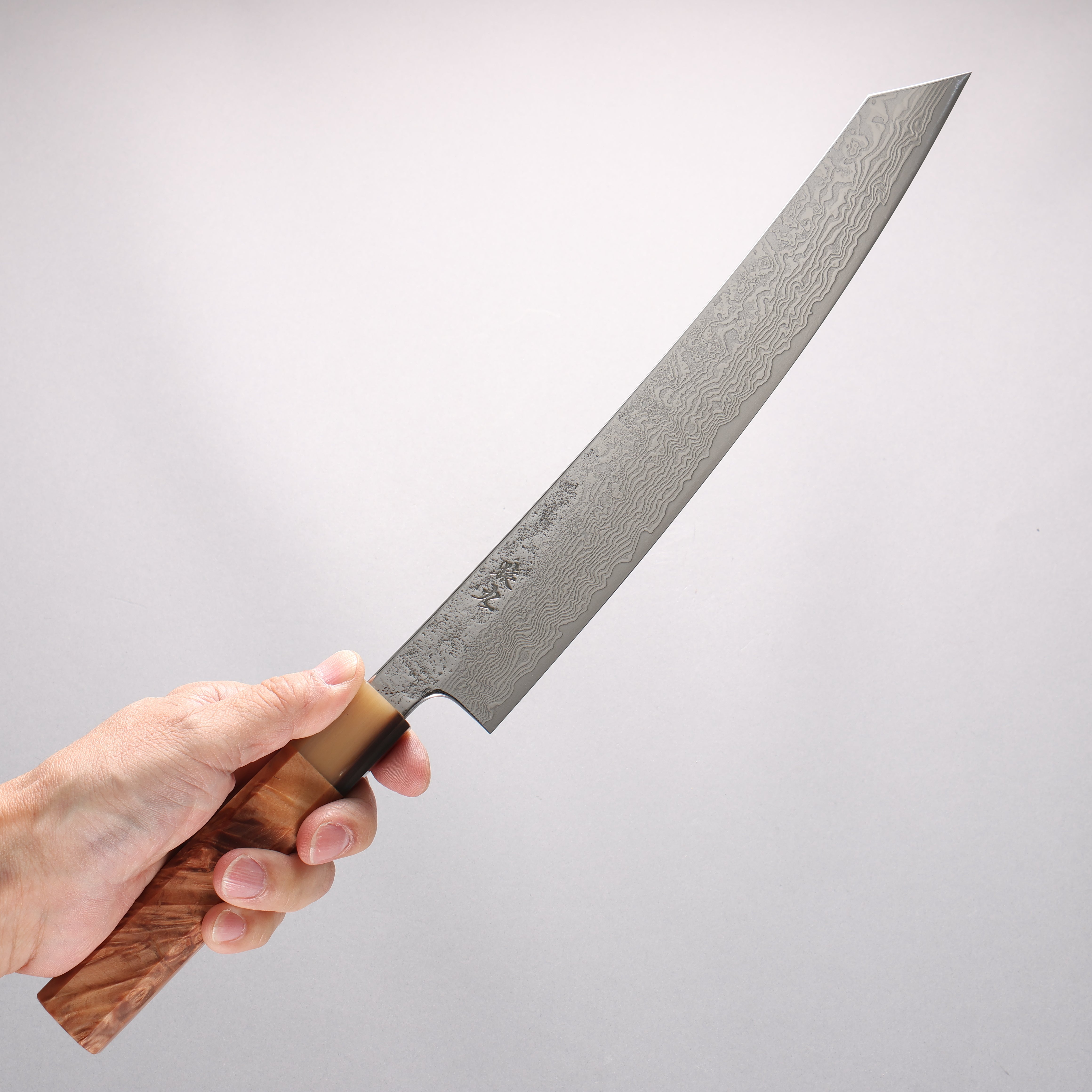 Enkyu SG2 Damascus Migaki Finished Kiritsuke Sujihiki 270mm Chinese Quince Handle - Japanny - Best Japanese Knife