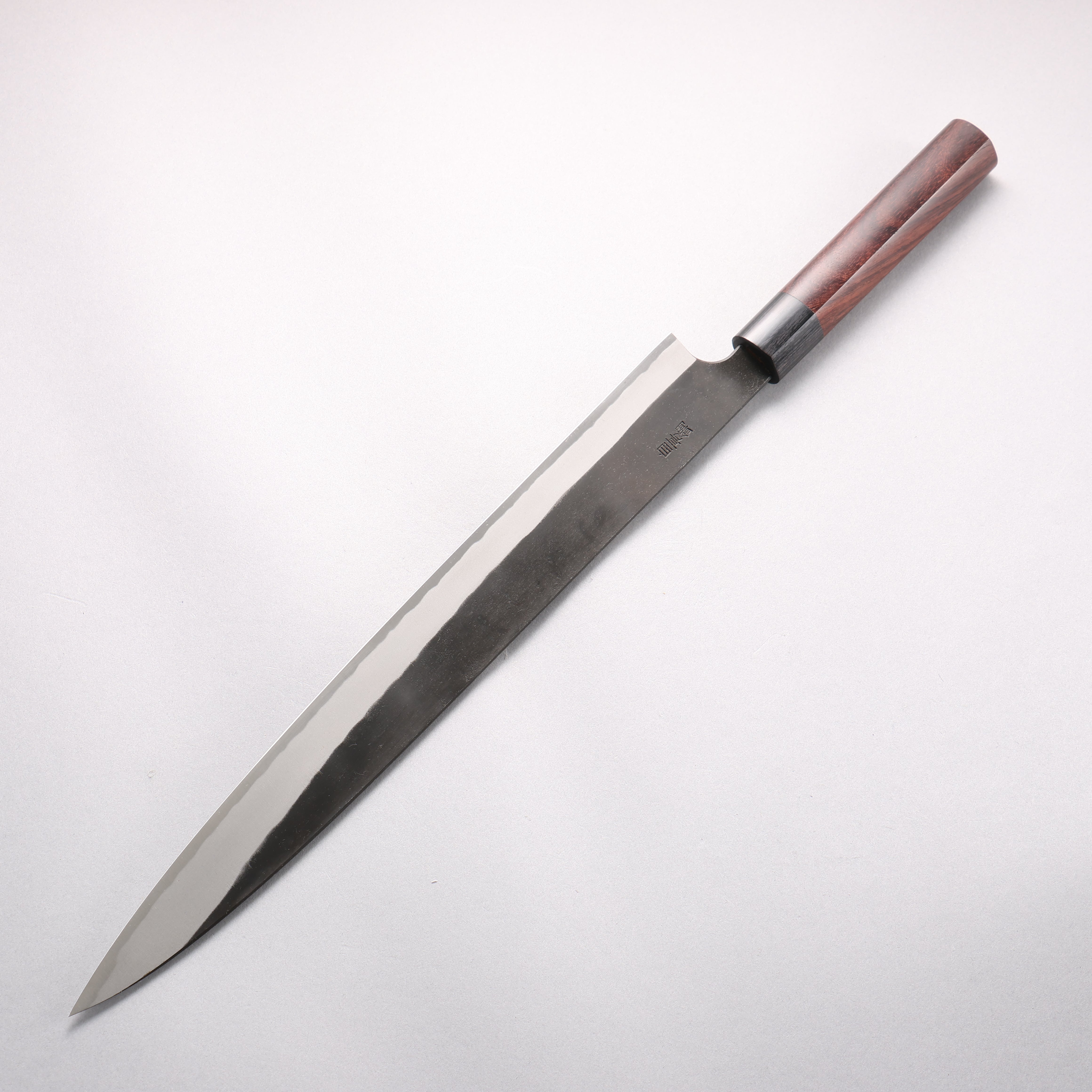 Nao Yamamoto White Steel No.1 Kurouchi Sujihiki 330mm Rosewood (Ferrule: Black Pakka Wood) Handle - Japanny - Best Japanese Knife