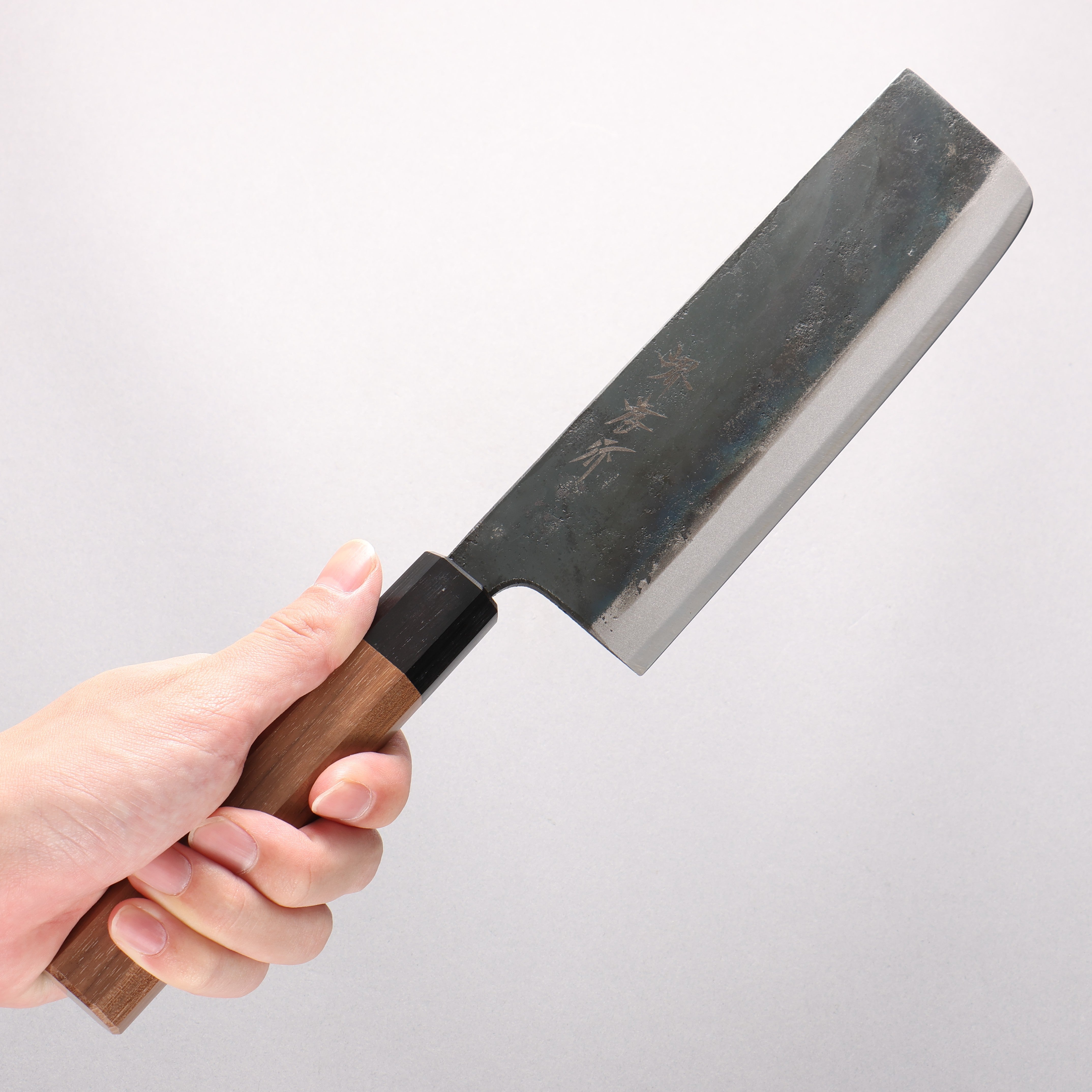 Sakai Takayuki Blue Steel No.2 Kurouchi Nakiri 170mm - Japanny - Best Japanese Knife