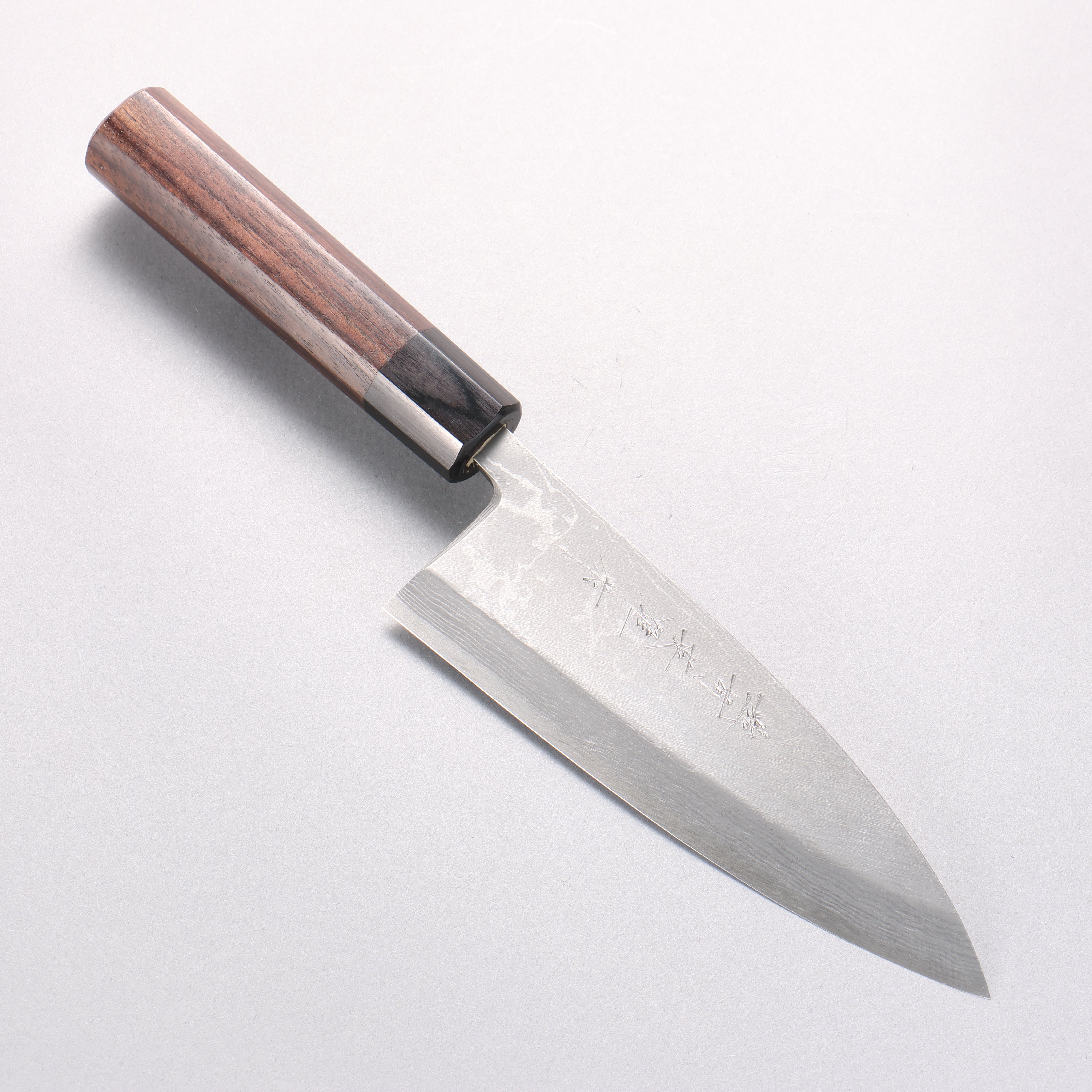 Hideo Kitaoka Blue Steel No.2 Damascus Deba 165mm Shitan Handle - Japanny - Best Japanese Knife