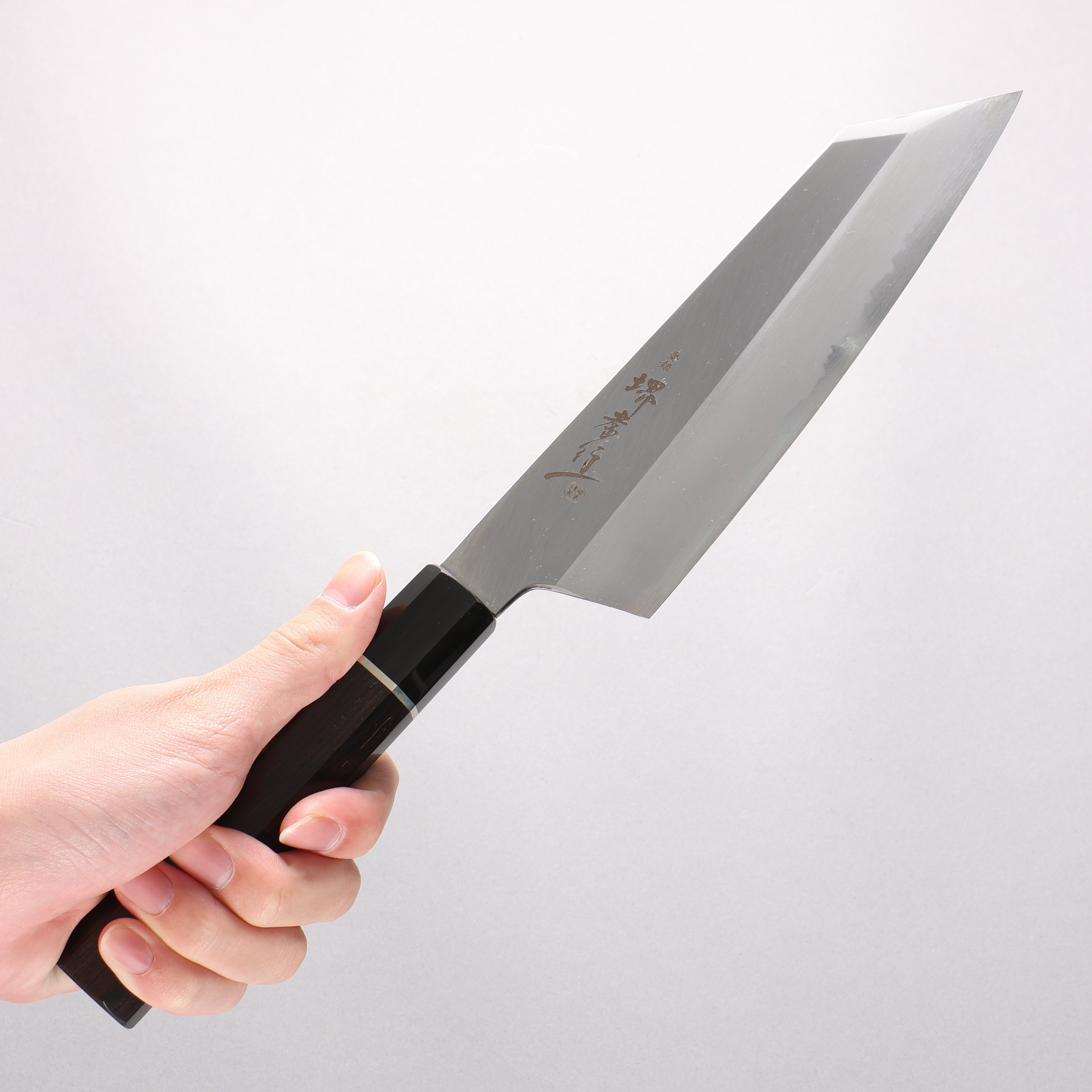 Sakai Takayuki Homura Blue Steel No.2 Kengata Santoku 195mm Ebony Wood Handle - Japanny - Best Japanese Knife