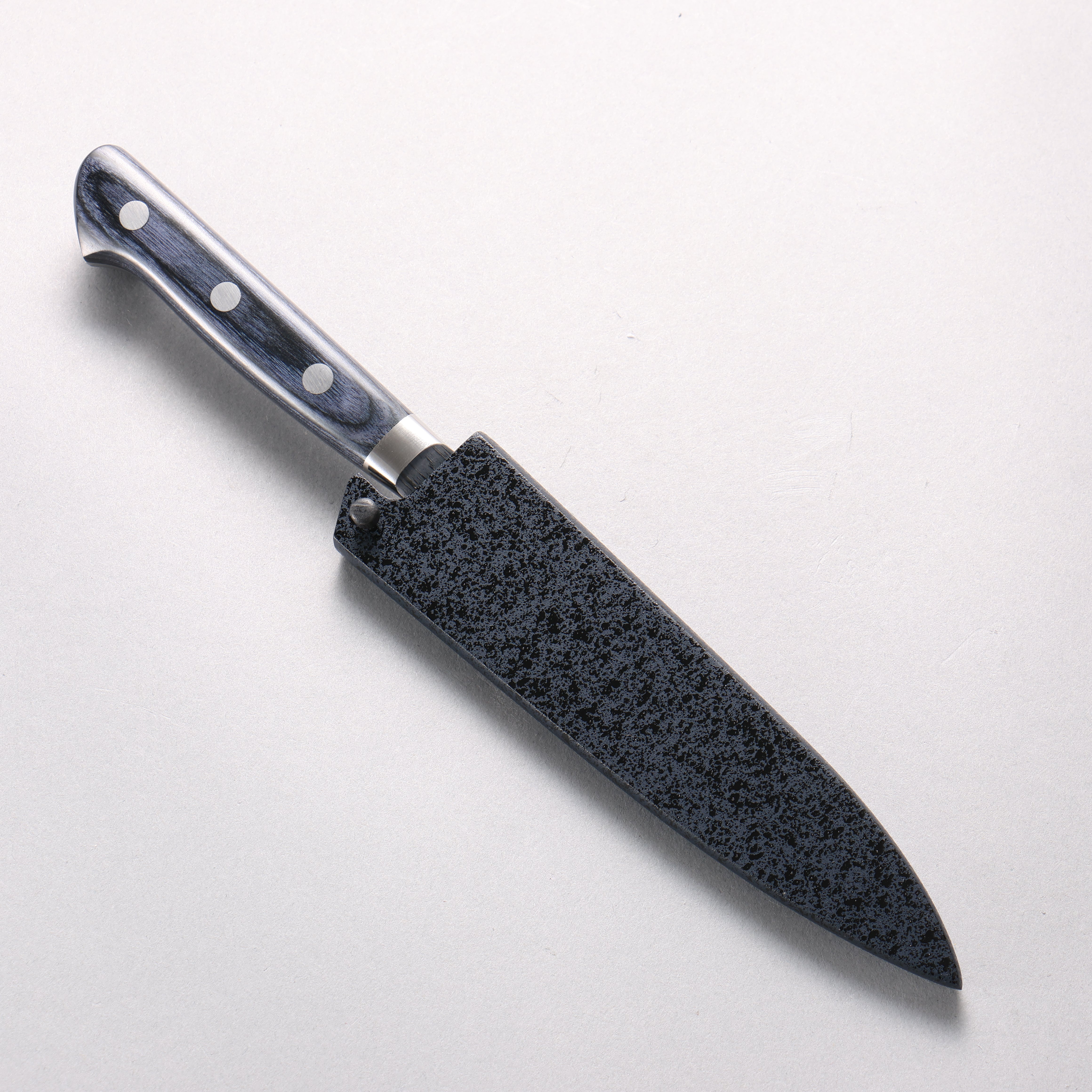 Seisuke VG10 Hammered Damascus Migaki Finished Petty-Utility 135mm Navy blue Pakka wood Handle with Sheath - Japanny - Best Japanese Knife