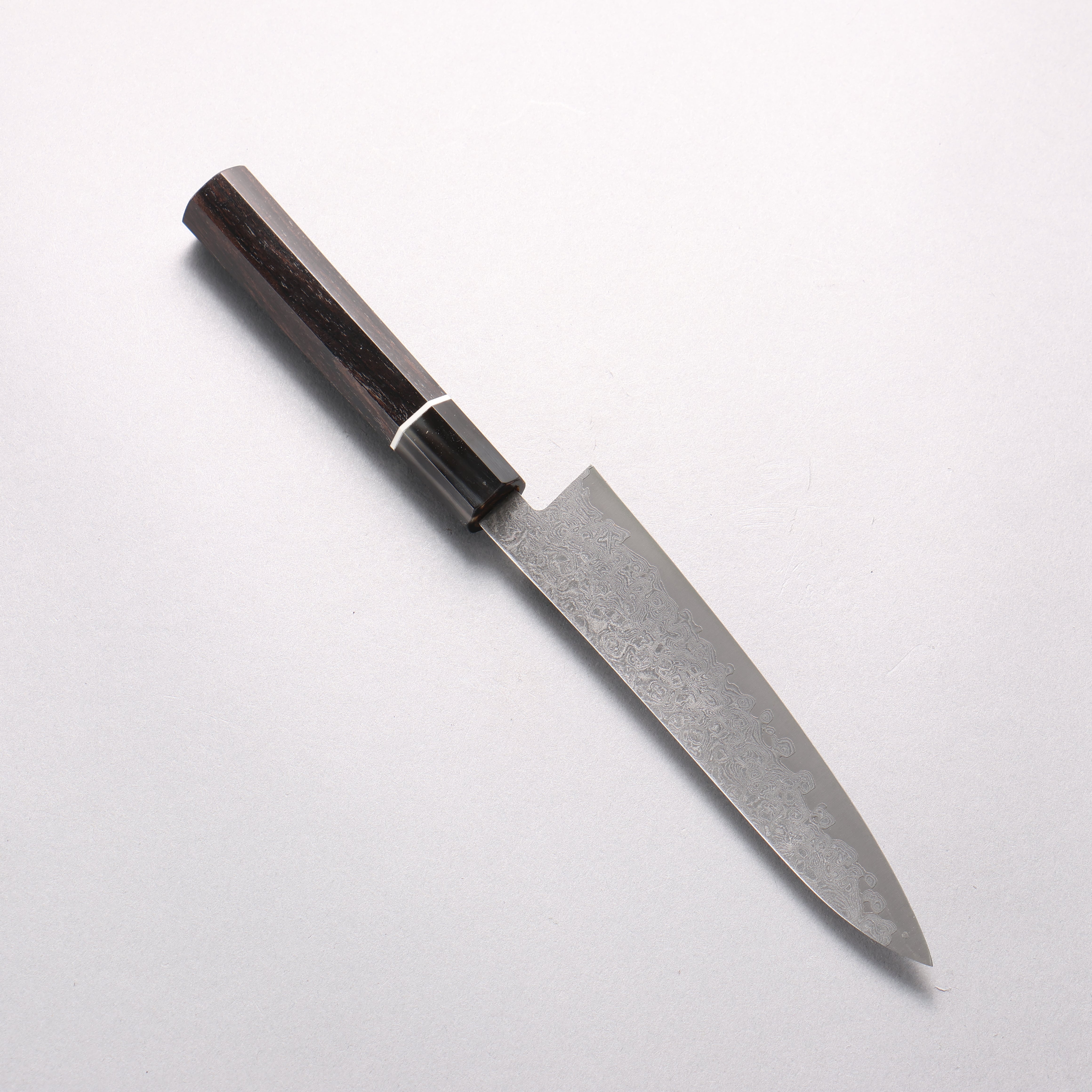 Shigeki Tanaka VG10 Damascus Petty-Utility 150mm Ebony Wood (ferrule: Black Water Buffalo Horn) Handle - Japanny - Best Japanese Knife