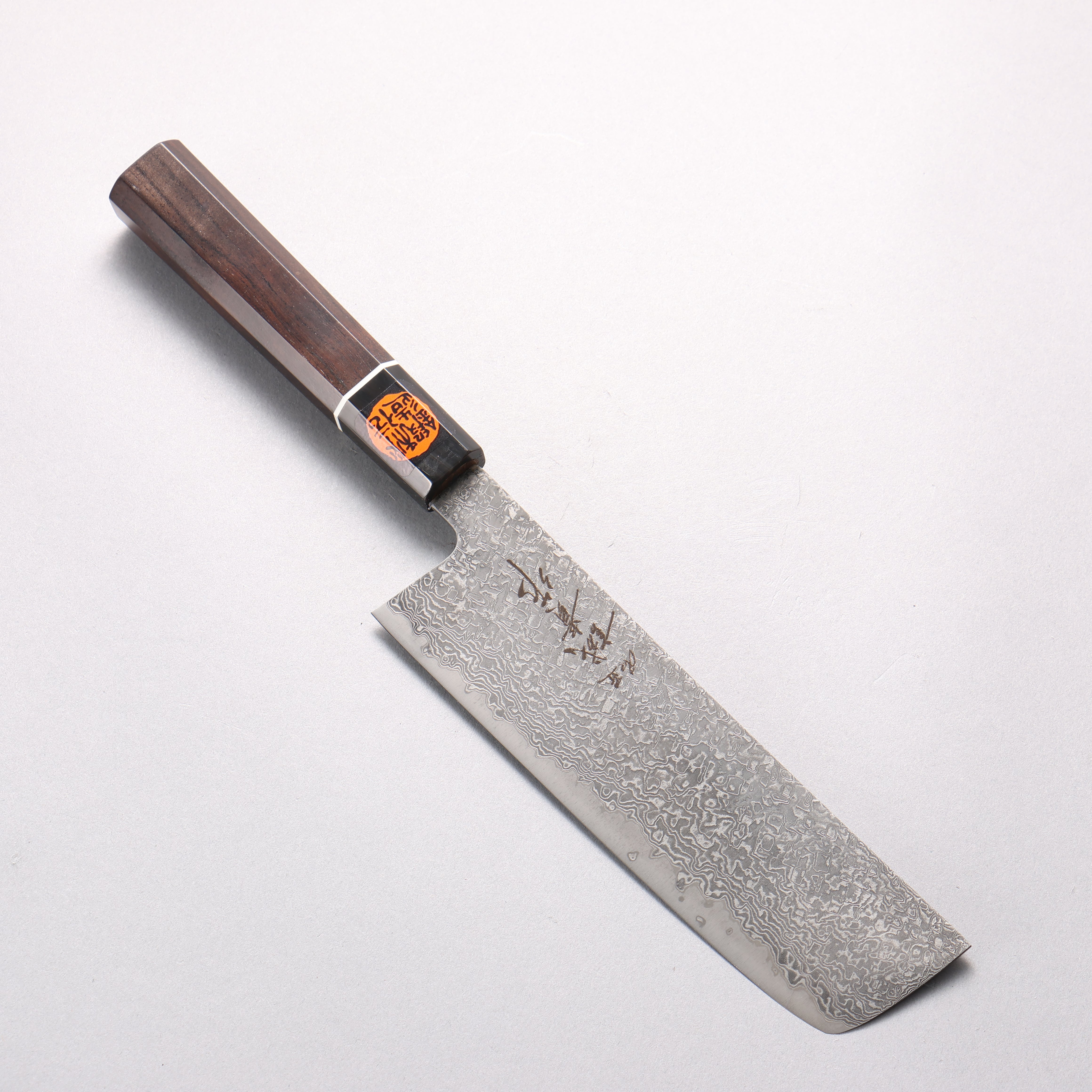 Shigeki Tanaka Habakiri SG2 Damascus Nakiri 165mm Ebony Wood (ferrule: Black Water Buffalo Horn) Handle - Japanny - Best Japanese Knife