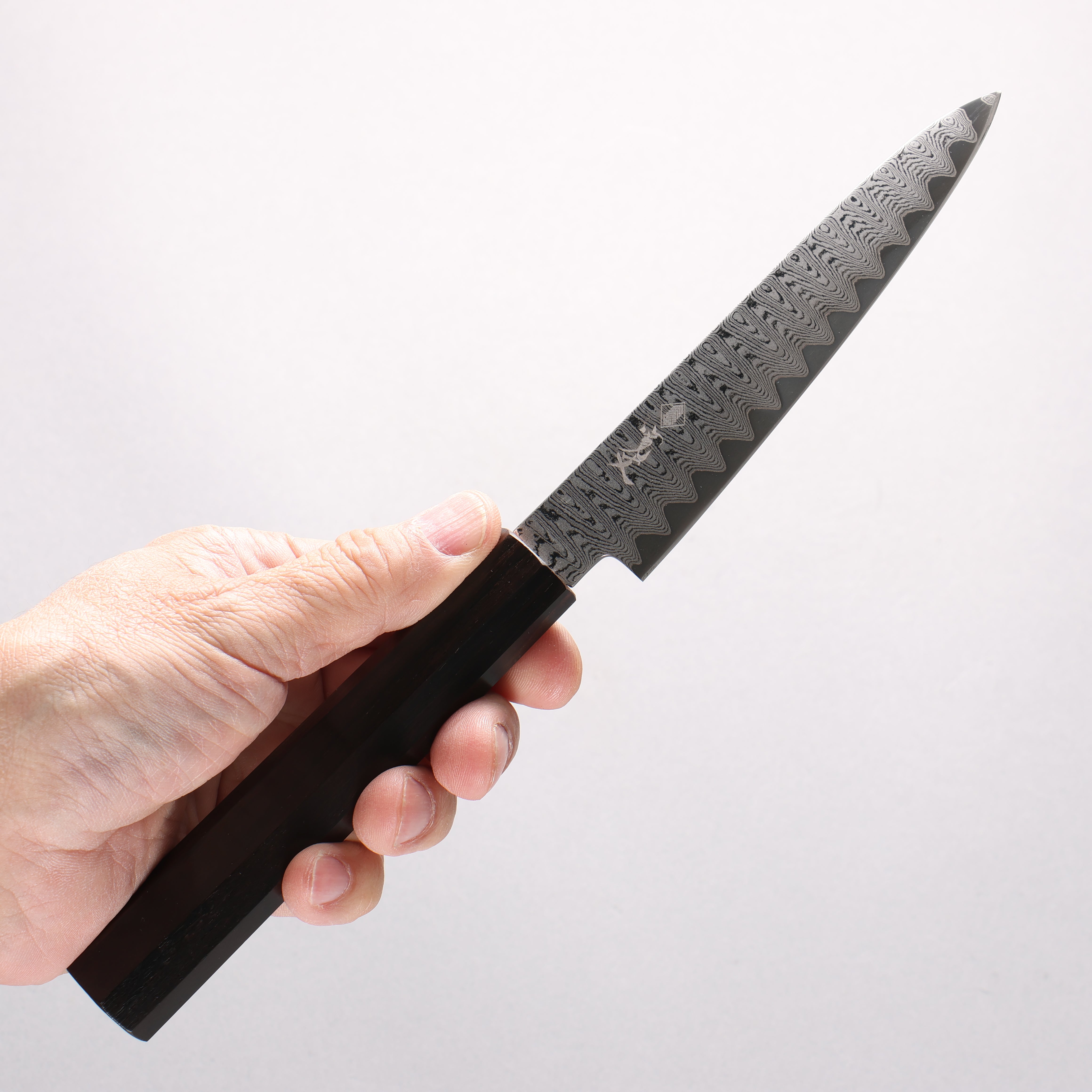 Kanjyo VG10 Damascus Ladder Pattern Petty-Utility 120mm Ebony Wood Handle - Japanny - Best Japanese Knife