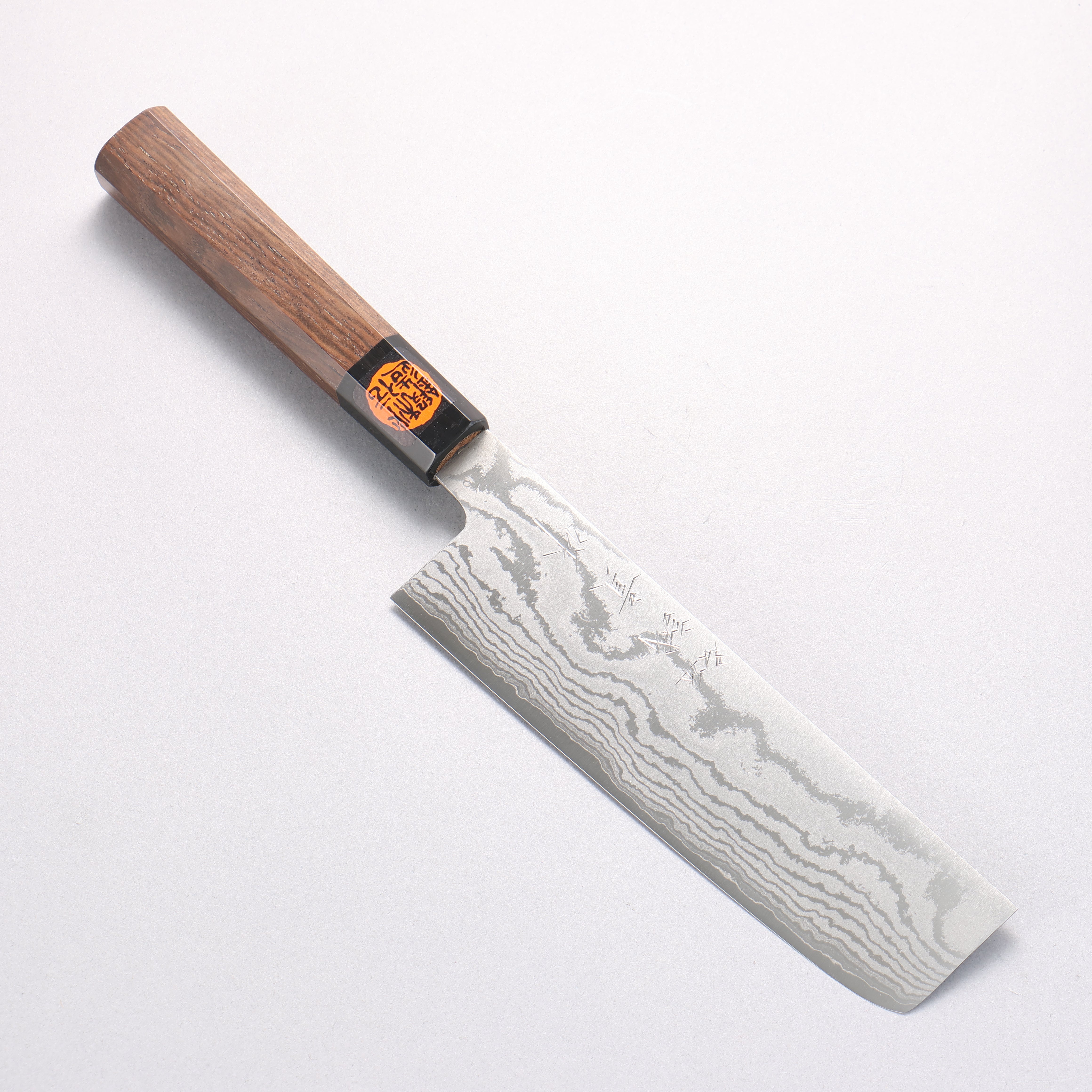 Shigeki Tanaka VG10 17 Layer Damascus Nakiri 165mm Walnut Handle - Japanny - Best Japanese Knife
