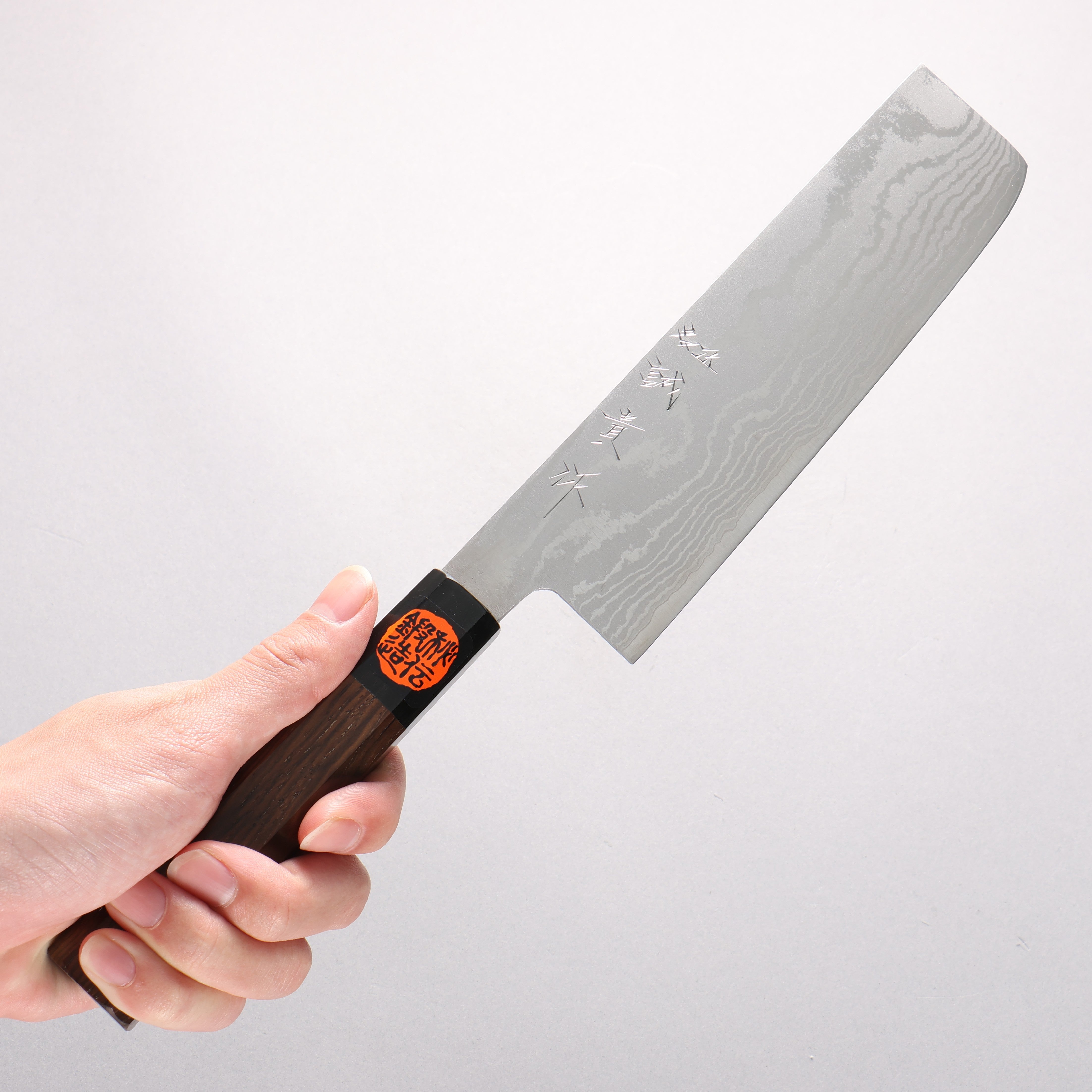 Shigeki Tanaka VG10 17 Layer Damascus Nakiri 165mm Walnut Handle - Japanny - Best Japanese Knife