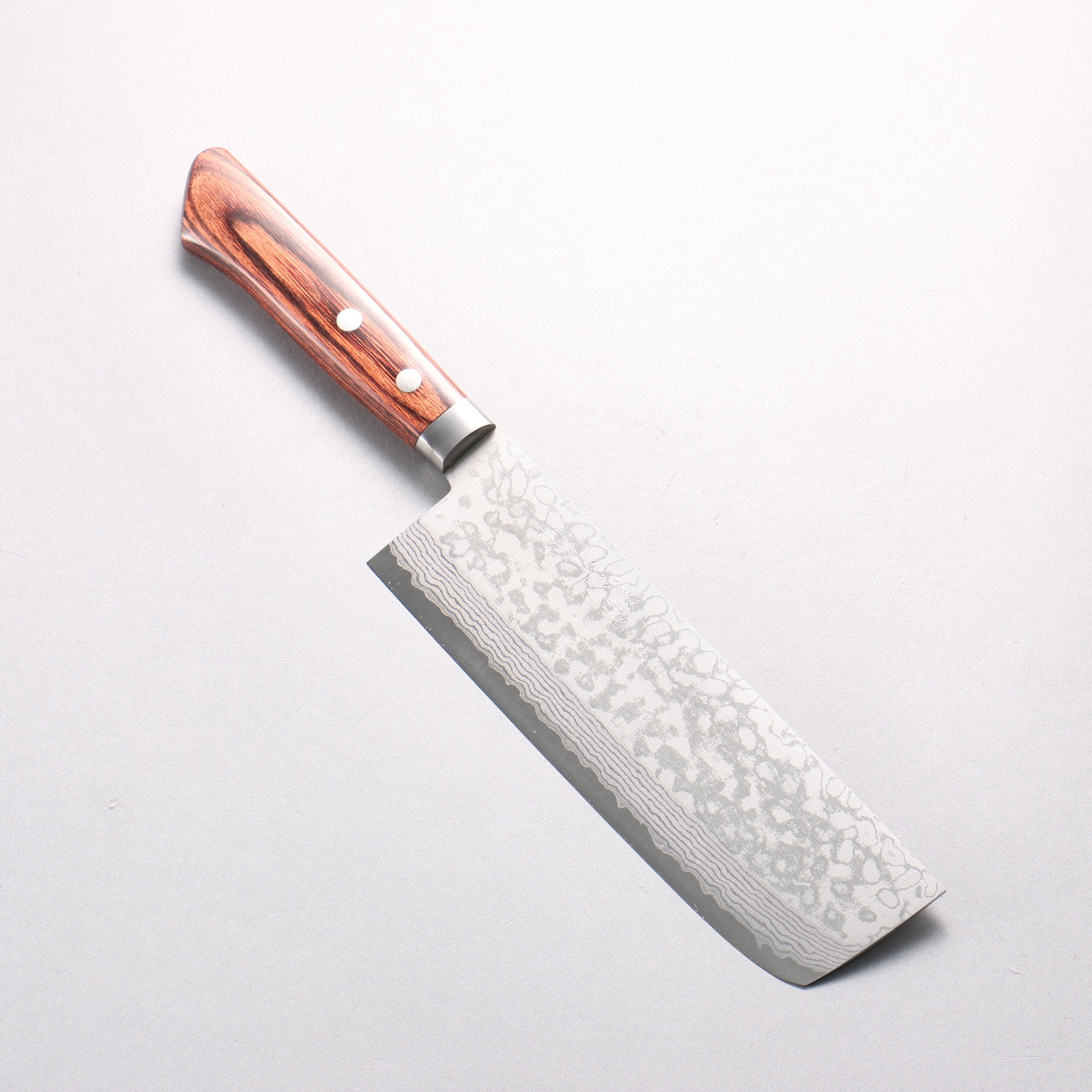 Kunihira Sairyu VG10 Damascus Migaki Finished Nakiri 165mm Mahogany Handle - Japanny - Best Japanese Knife