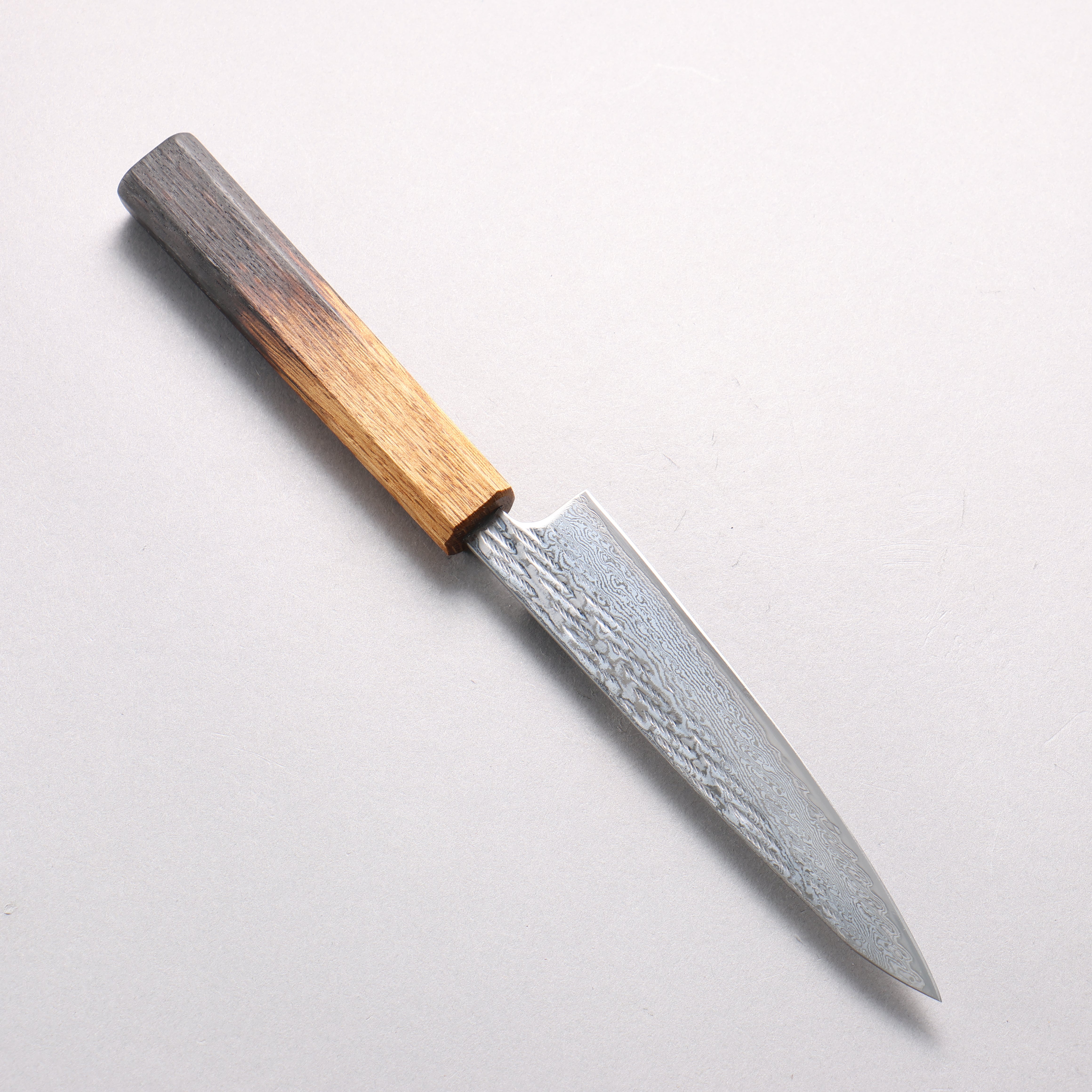 Seisuke AUS10 Hammered Damascus Rope Pattern Petty-Utility 135mm Burnt Oak Handle - Japanny - Best Japanese Knife