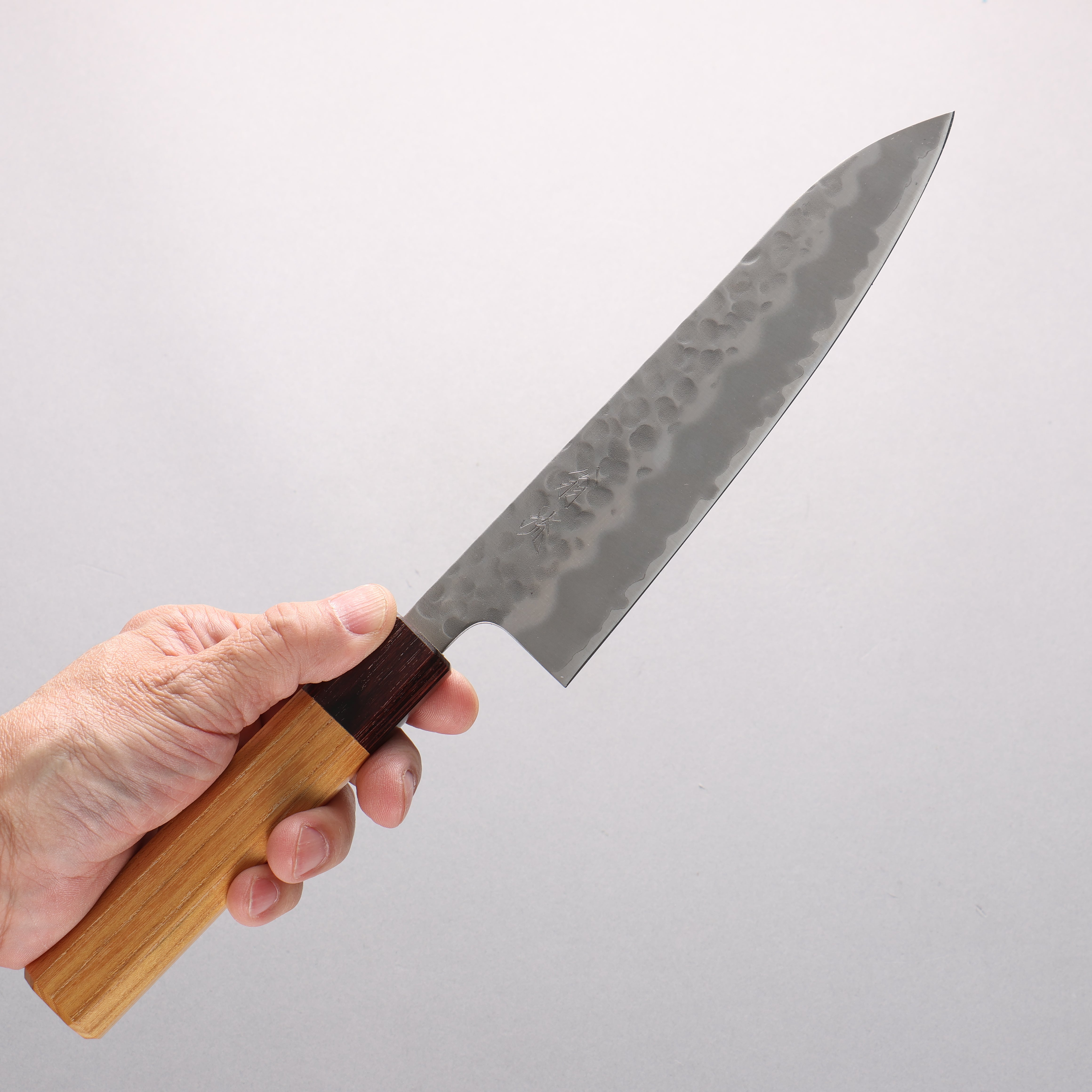 Oul White Steel No.2 Hammered Gyuto 180mm Keyaki (Japanese Elm) Handle - Japanny - Best Japanese Knife
