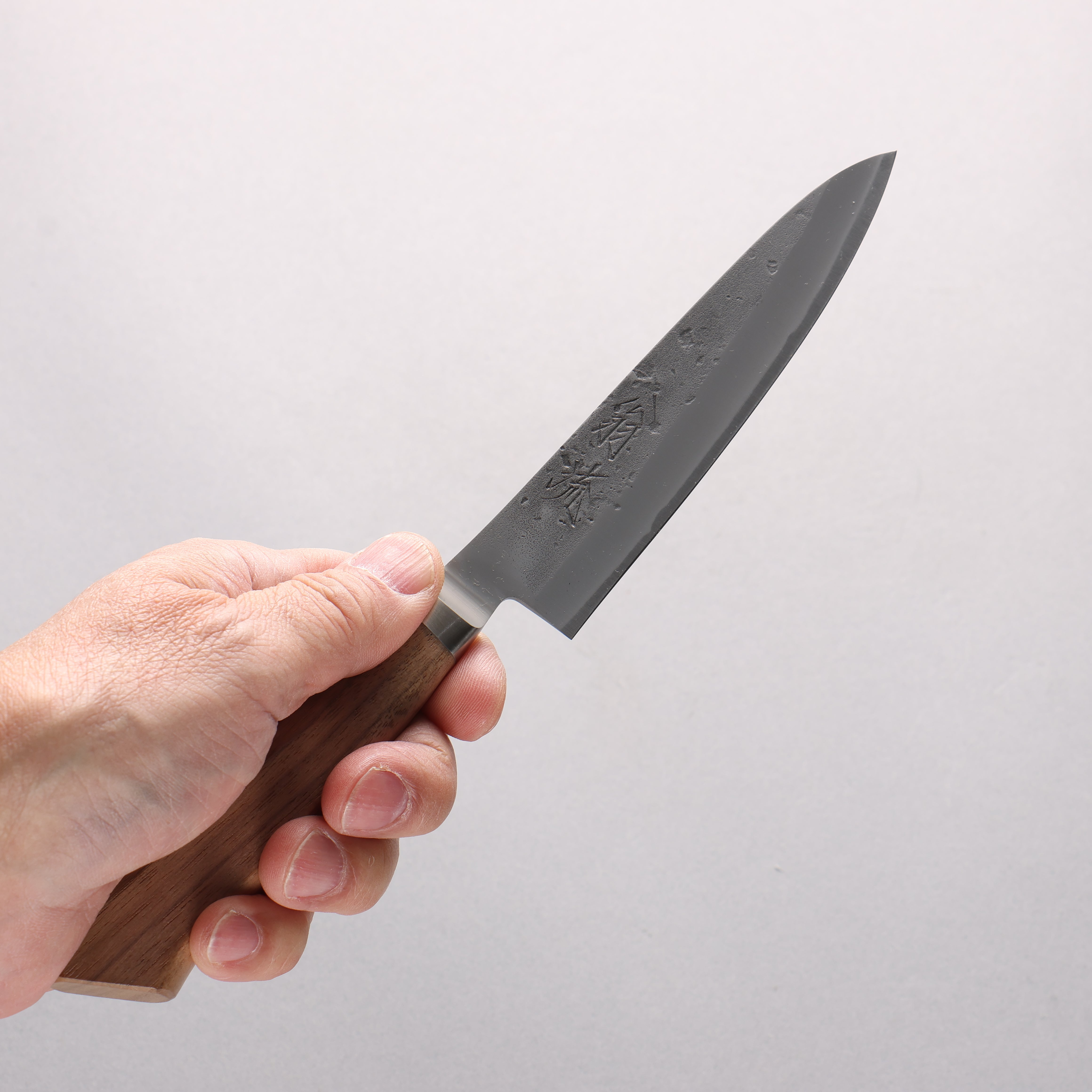 Oul Blue Steel Nashiji Petty-Utility 125mm Walnut Handle SN-05 - Japanny - Best Japanese Knife