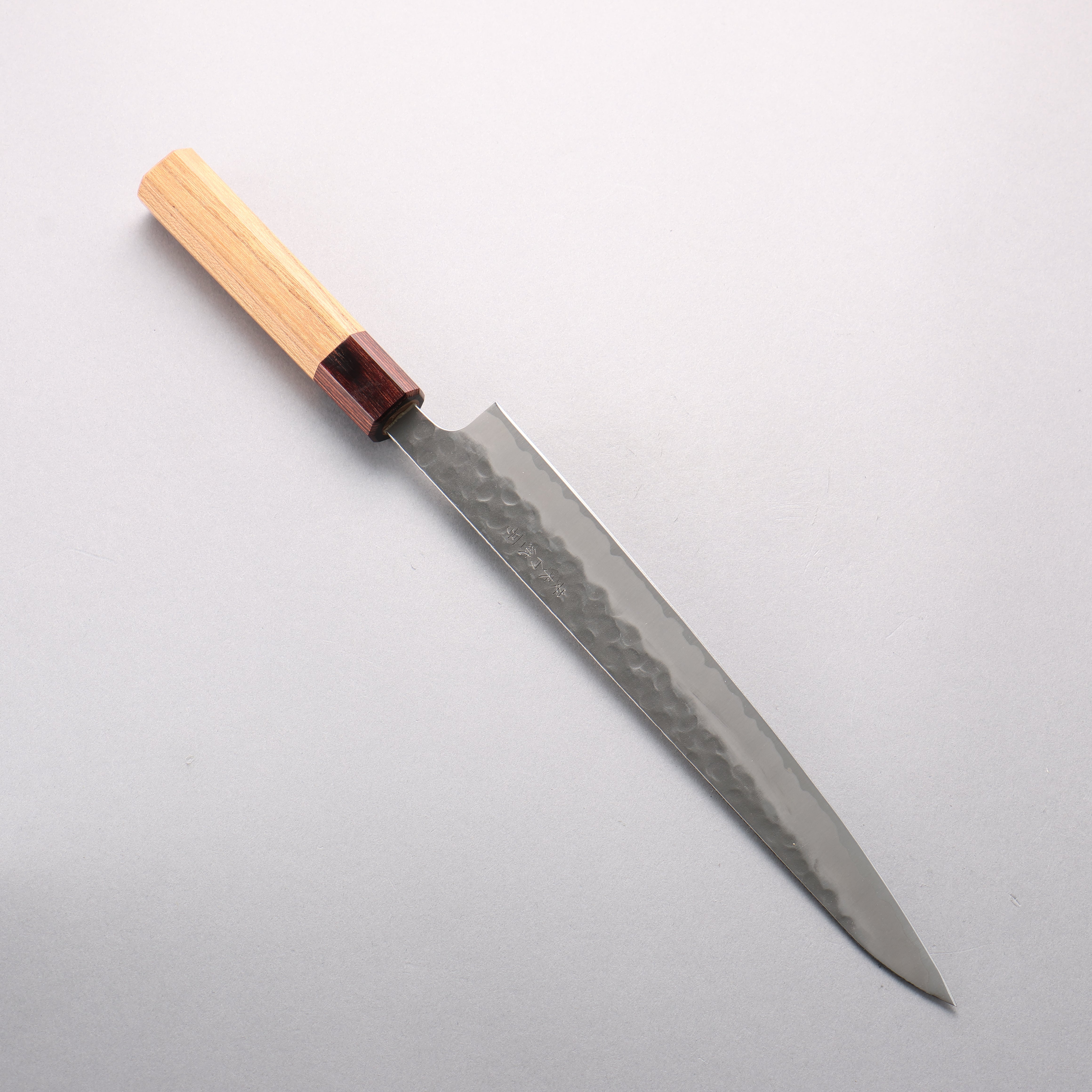 Oul White Steel No.2 Hammered Sujihiki 240mm Keyaki (Japanese Elm) Handle - Japanny - Best Japanese Knife