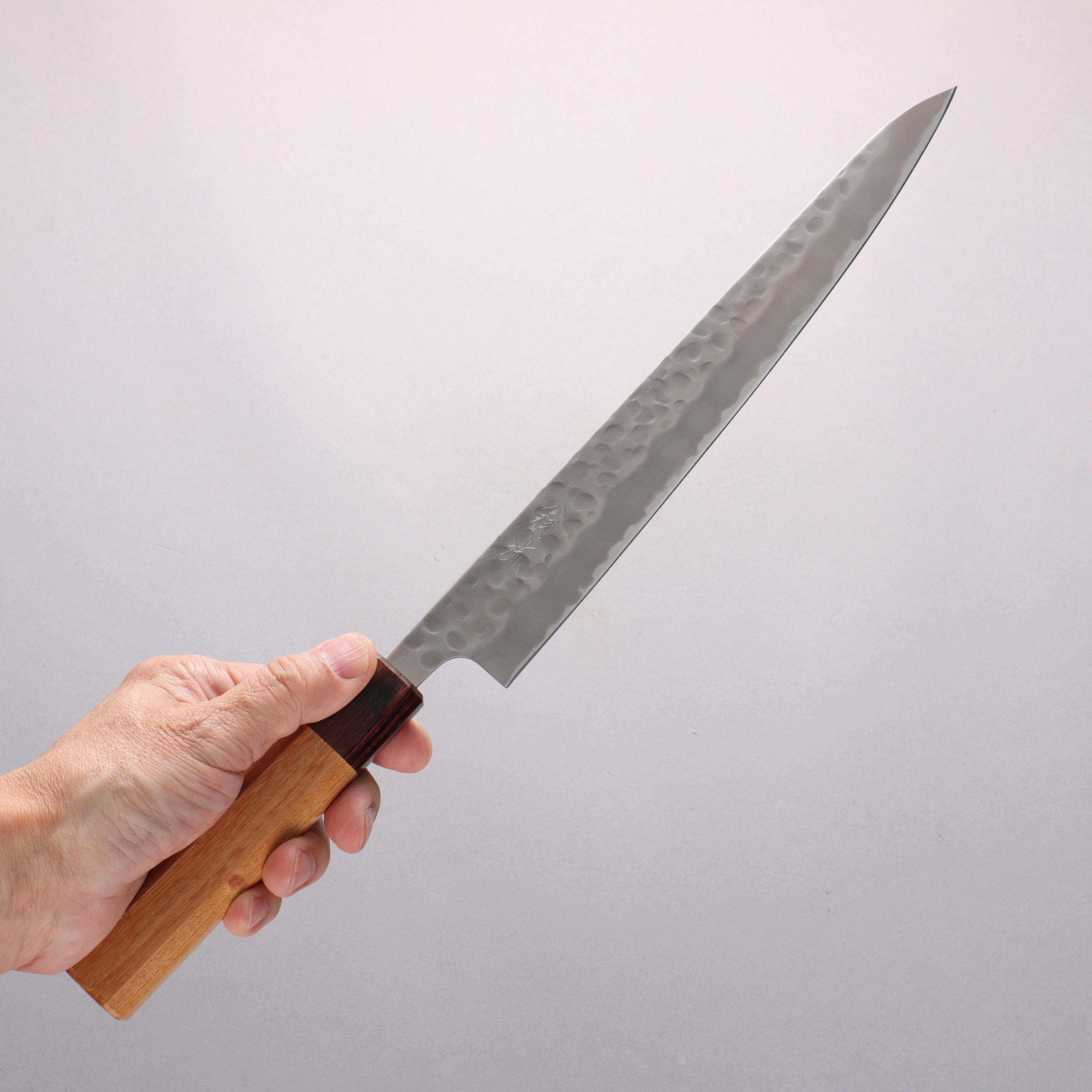 Oul White Steel No.2 Hammered Sujihiki 240mm Keyaki (Japanese Elm) Handle - Japanny - Best Japanese Knife