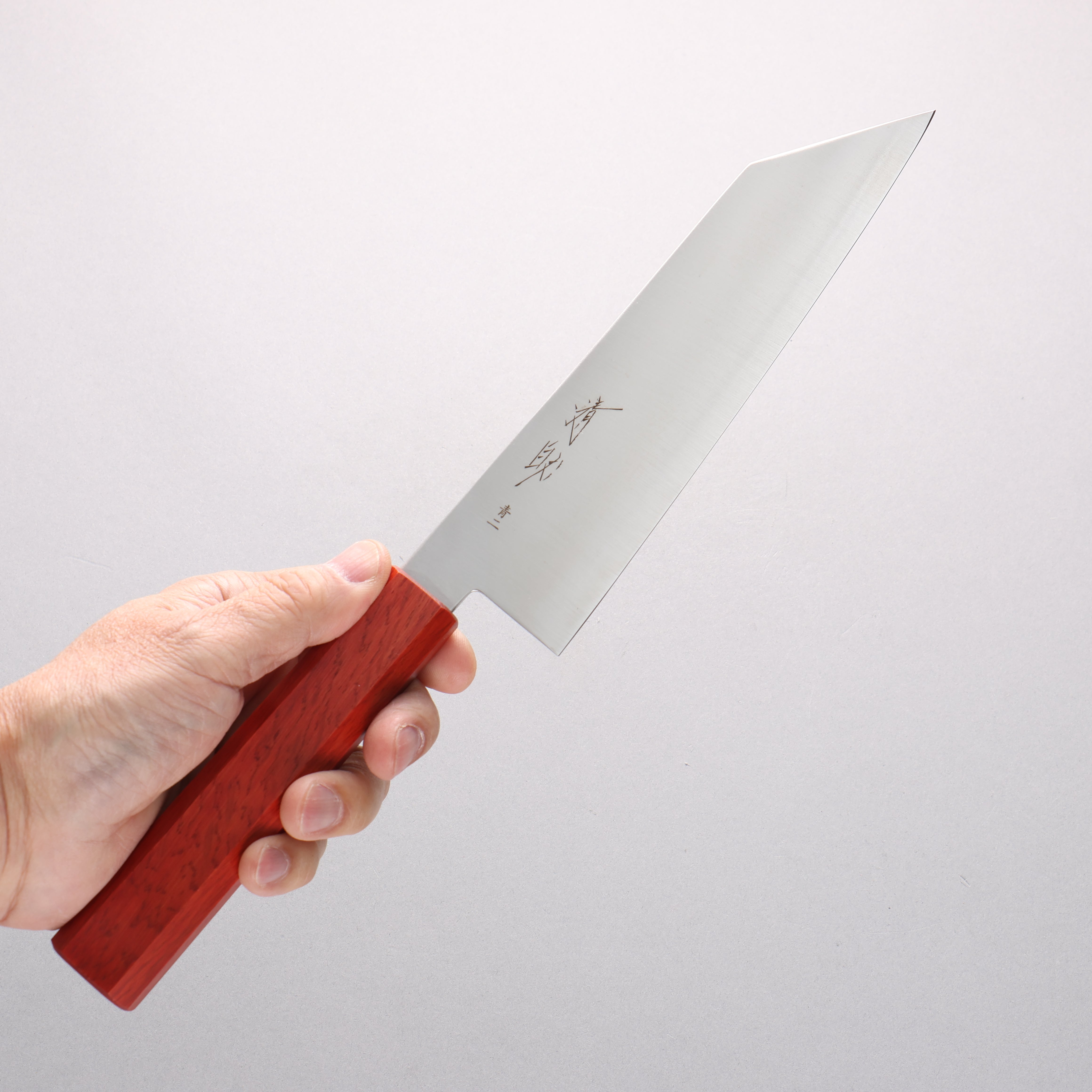 Seisuke Blue Steel No.2 Kiritsuke Gyuto 180mm Oak (Smokey Red) Handle - Japanny - Best Japanese Knife