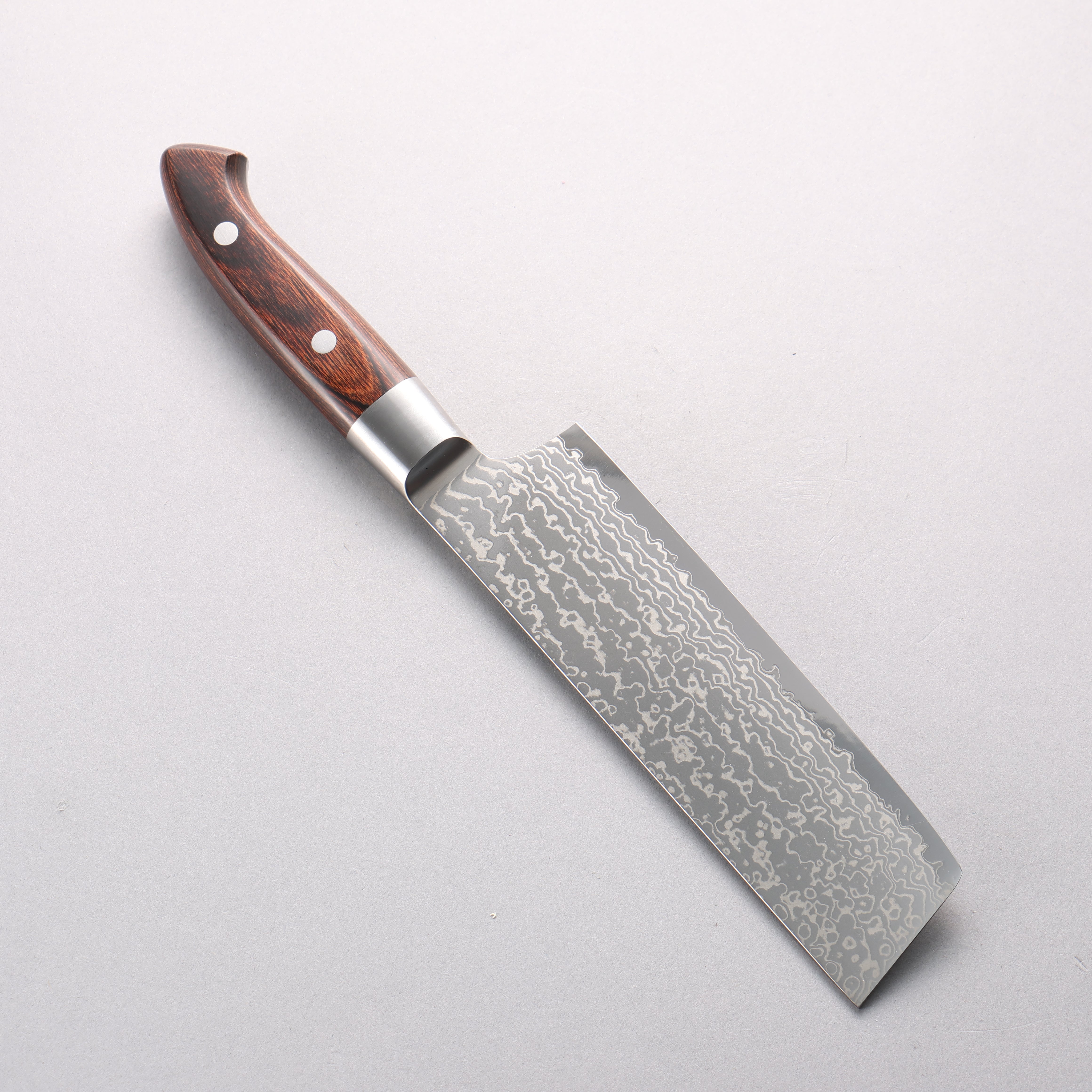 Kajin Blue Super Damascus Nakiri 175mm Mahogany Handle