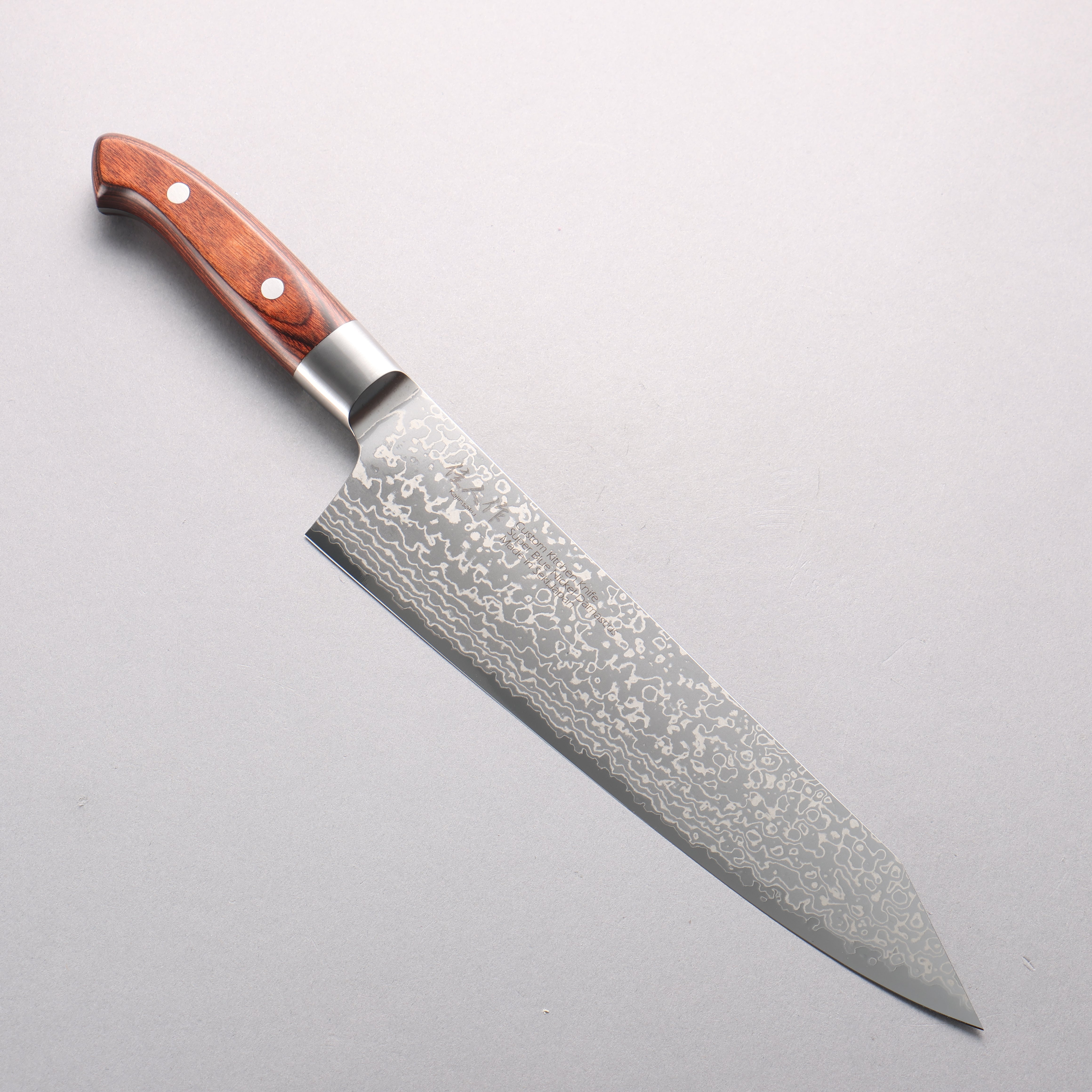Kajin Blue Super Damascus Kiritsuke Gyuto 240mm Mahogany Handle
