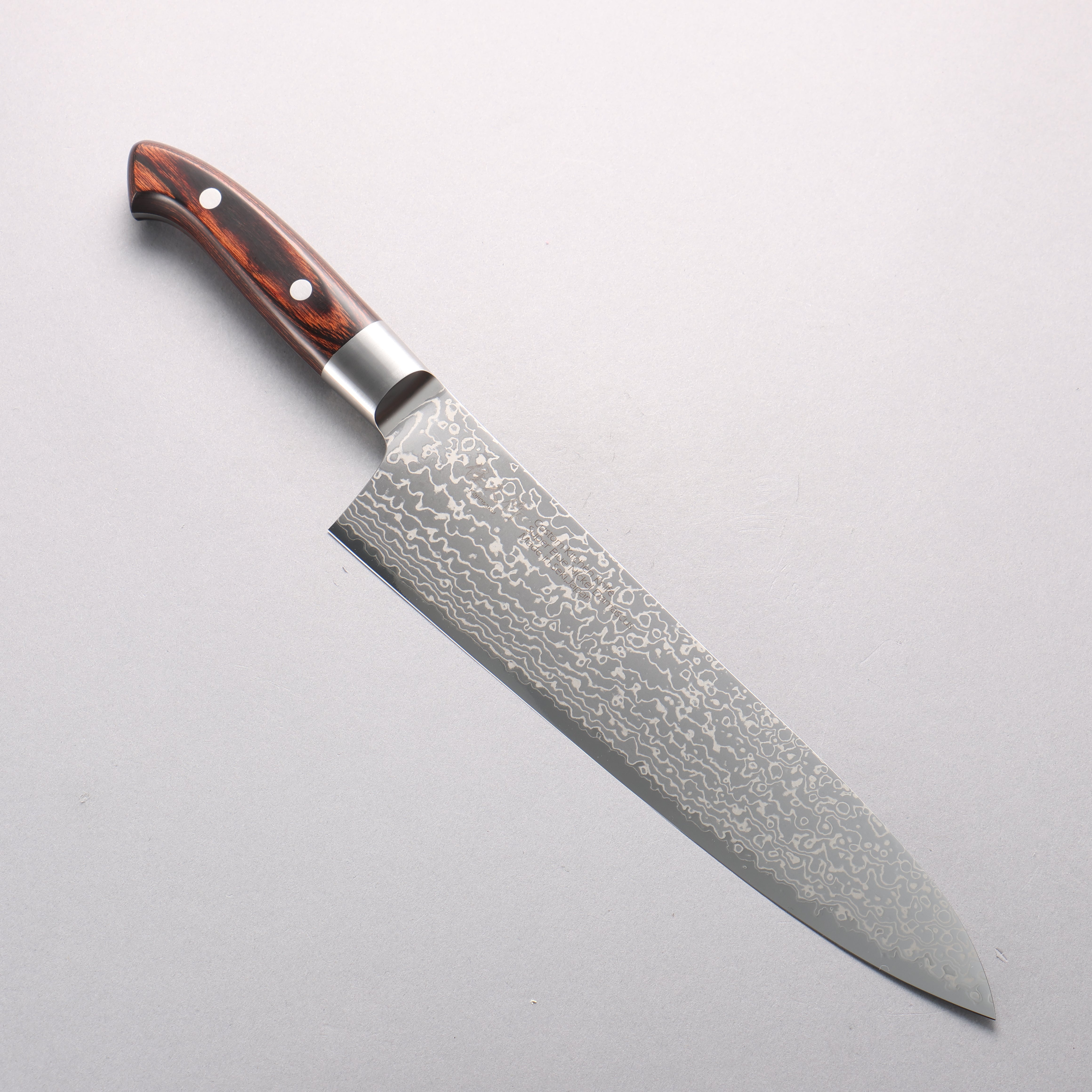 Kajin Blue Super Damascus Gyuto 240mm Mahogany Handle