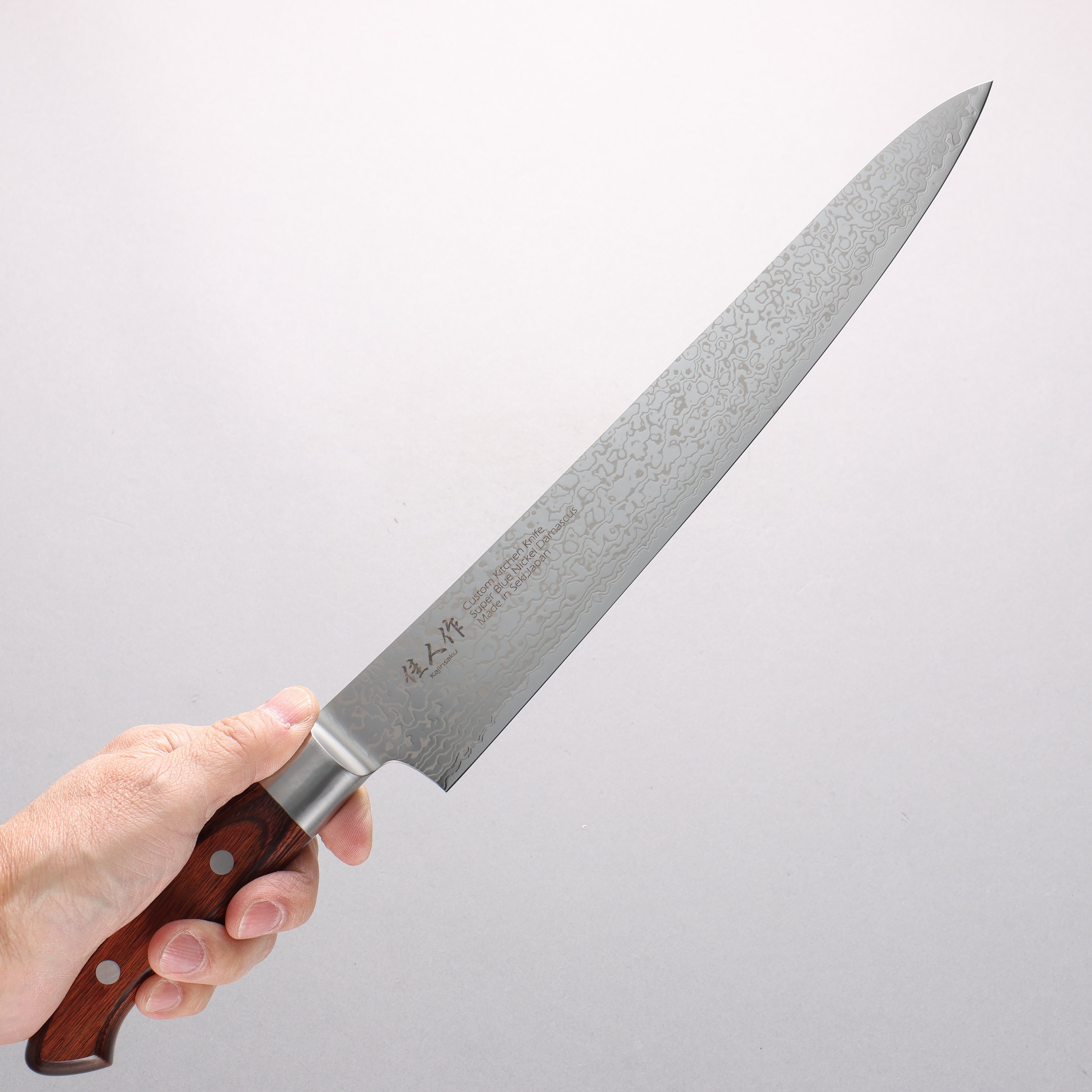 Kajin Blue Super Damascus Sujihiki 270mm Mahogany Handle