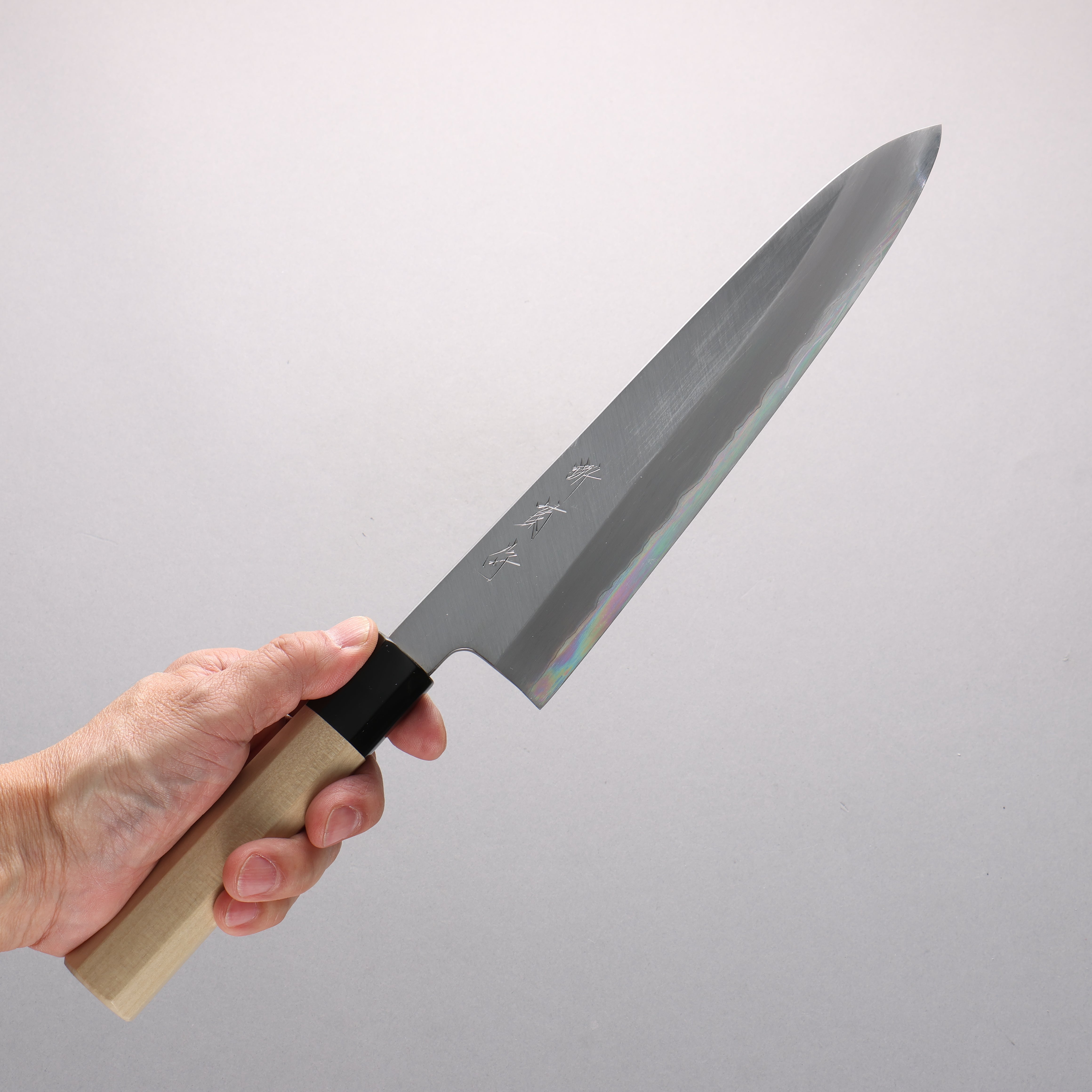 Sakai Kikumori White Steel No.1 Gyuto 240mm Magnolia (Ferrule: Water Buffalo Horn) Handle
