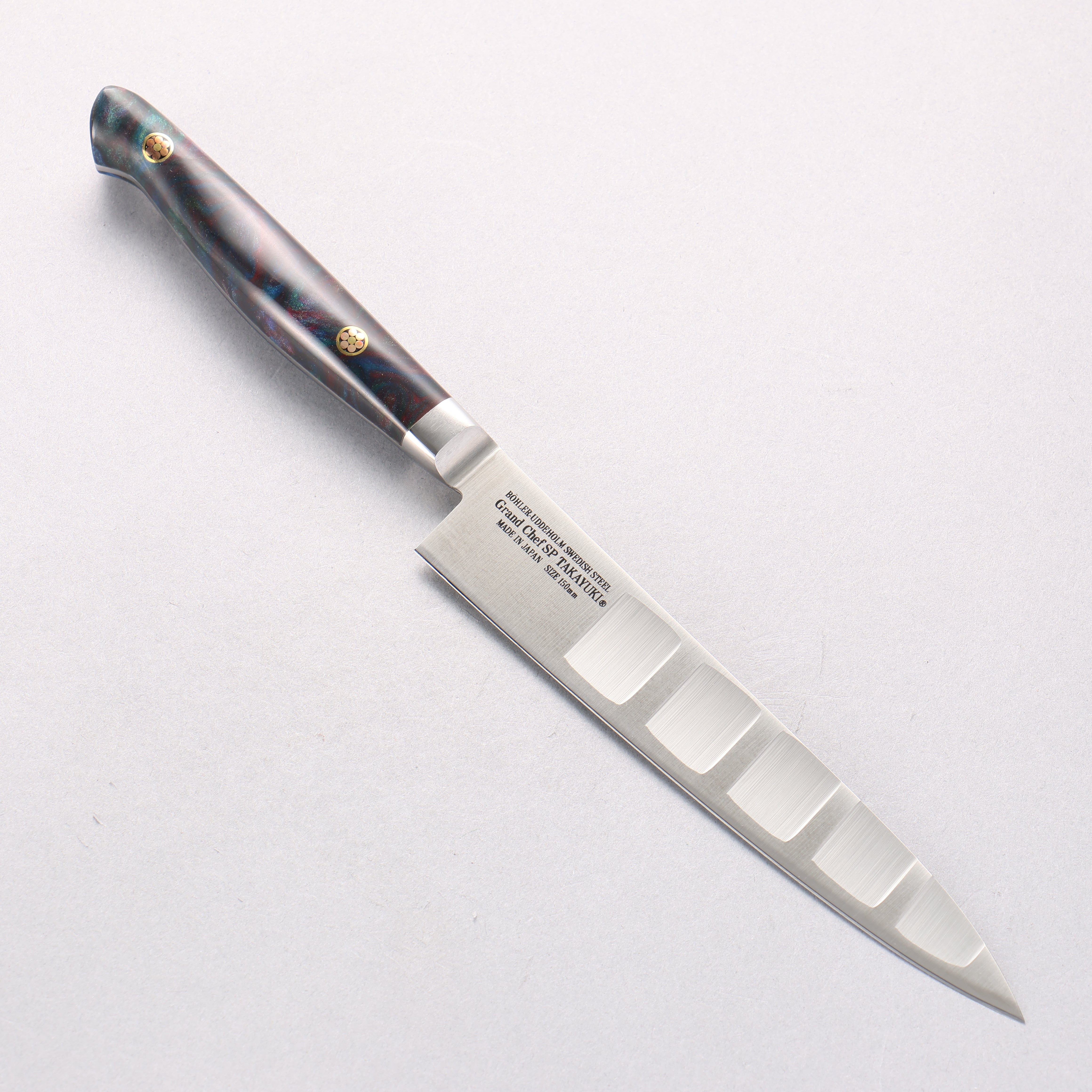 Sakai Takayuki Grand Chef SP Uddeholm Swedish stain-resistant steel Petty-Utility Salmon 150mm SP Type III (Galaxy) Handle - Japanny - Best Japanese Knife