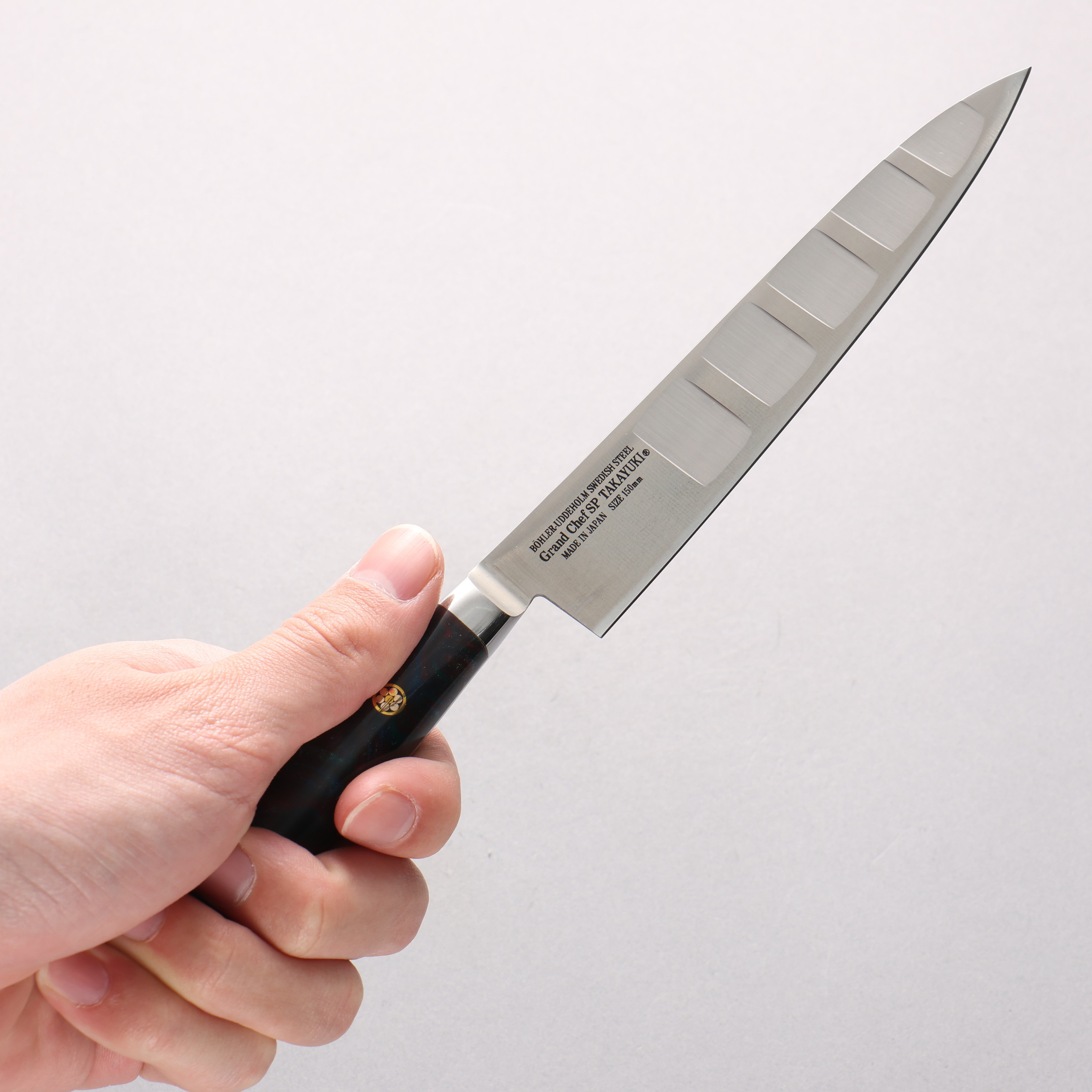 Sakai Takayuki Grand Chef SP Uddeholm Swedish stain-resistant steel Petty-Utility Salmon 150mm SP Type III (Galaxy) Handle - Japanny - Best Japanese Knife