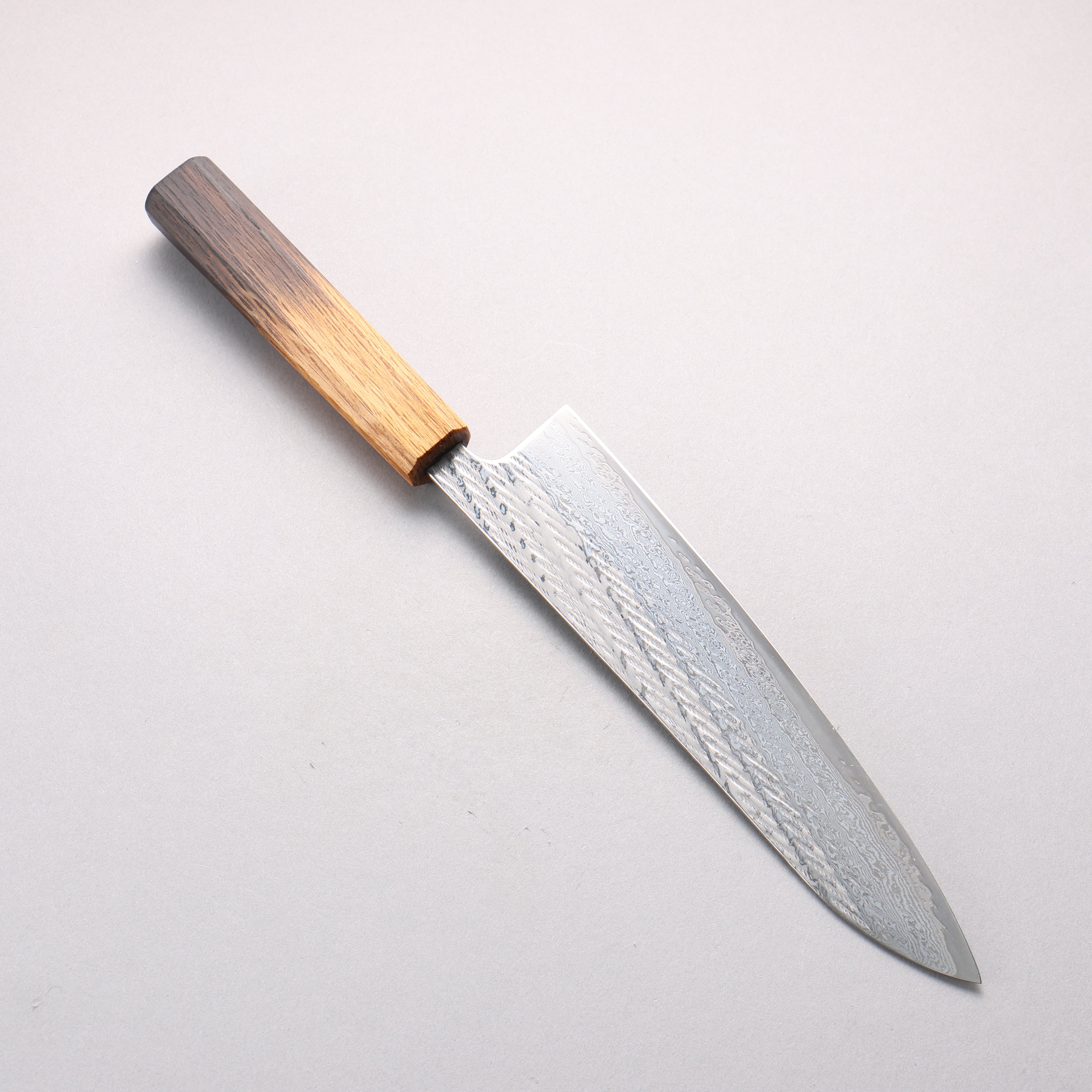 Seisuke AUS10 Hammered Damascus Rope Pattern Gyuto 210mm Burnt Oak Handle - Japanny - Best Japanese Knife