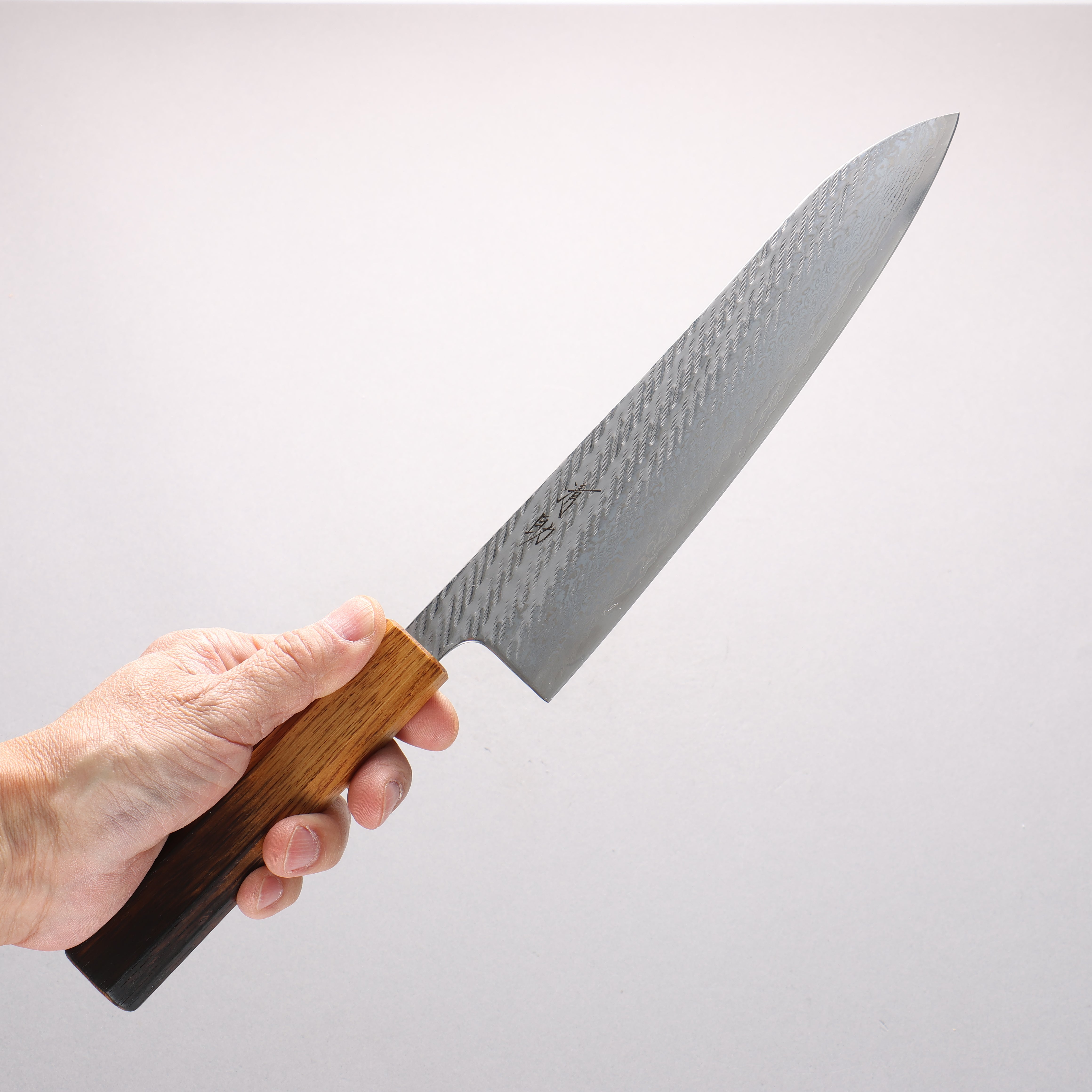 Seisuke AUS10 Hammered Damascus Rope Pattern Gyuto 210mm Burnt Oak Handle - Japanny - Best Japanese Knife