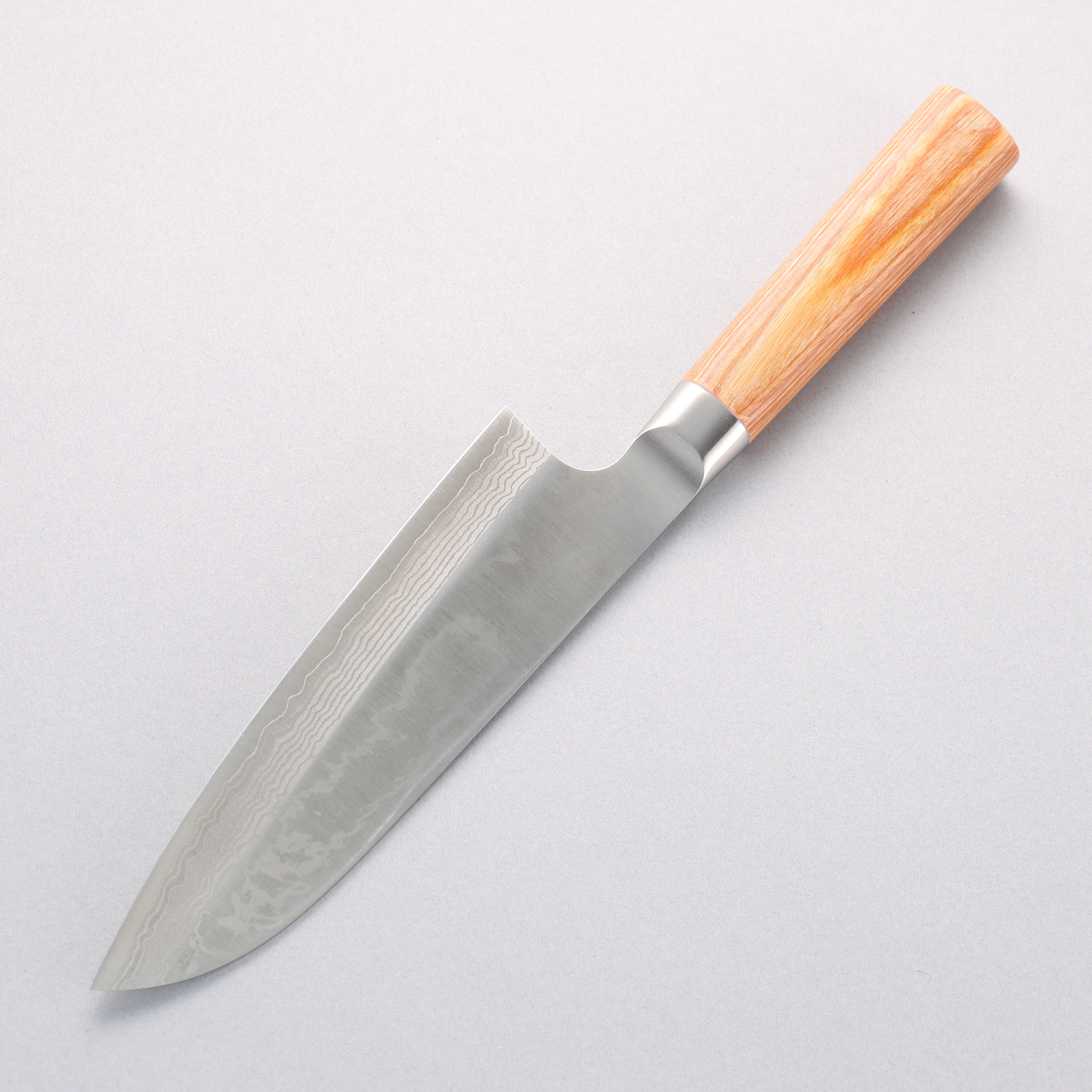 Kamo Hamono VG10 Damascus Santoku 165mm Brown Pakka wood Handle - Japanny - Best Japanese Knife