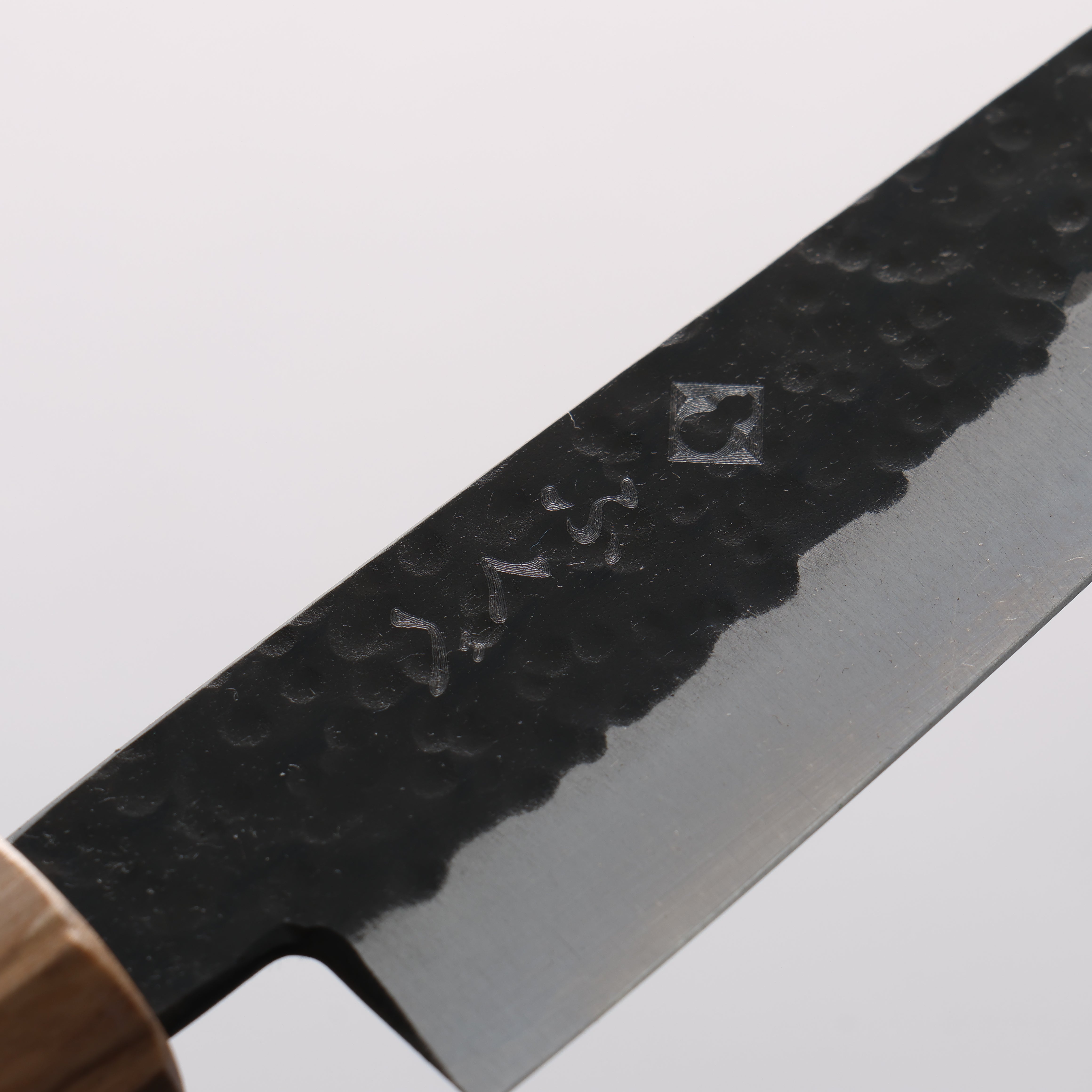 Fukube VG10 Hammered Black Finished Petty-Utility 135mm Purple Heart Handle - Japanny - Best Japanese Knife