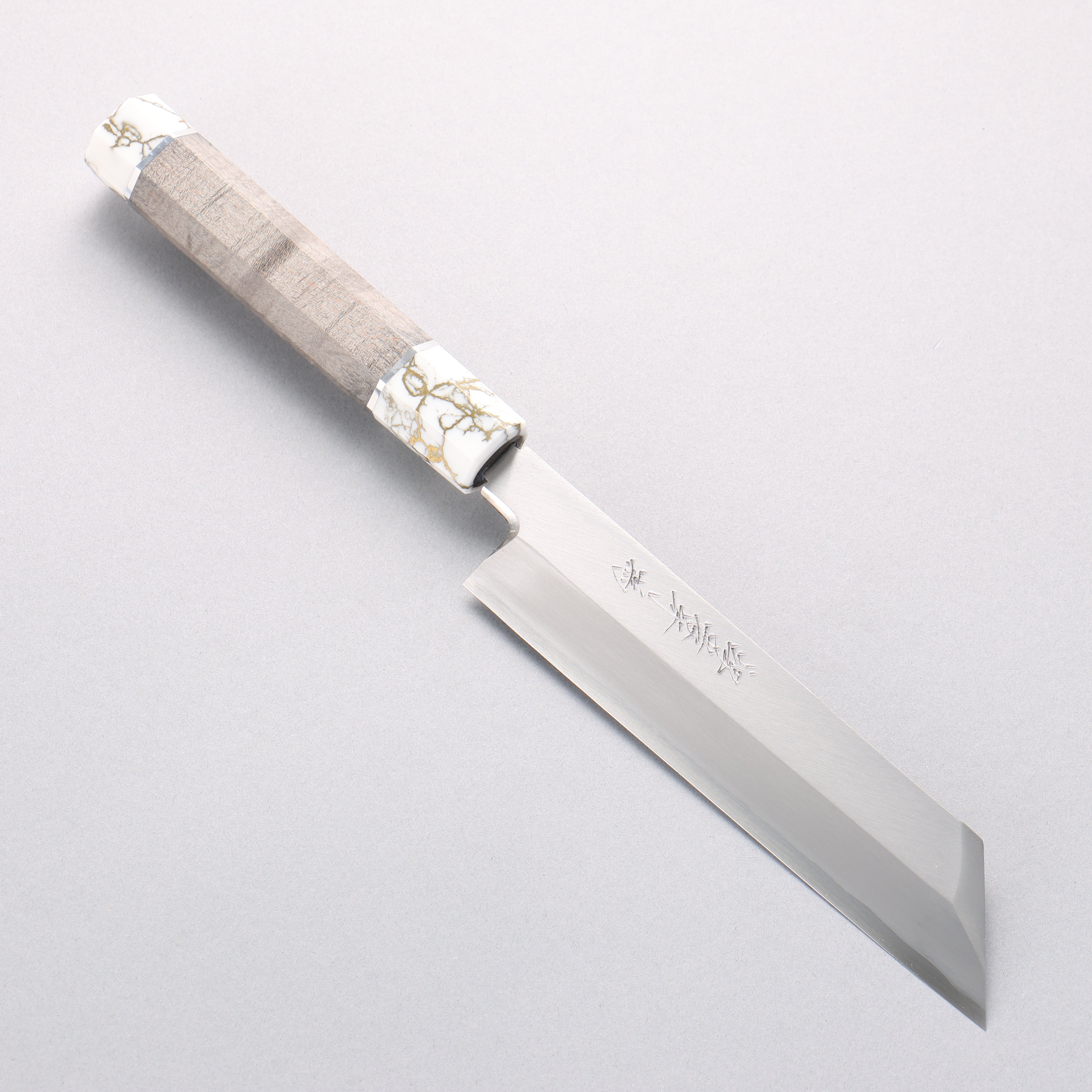 Sakai Takayuki Chef Series Silver Steel No.3 Mukimono 180mm Stabilized wood (White Ferrule and End Cap) Handle with Sheath - Japanny - Best Japanese Knife