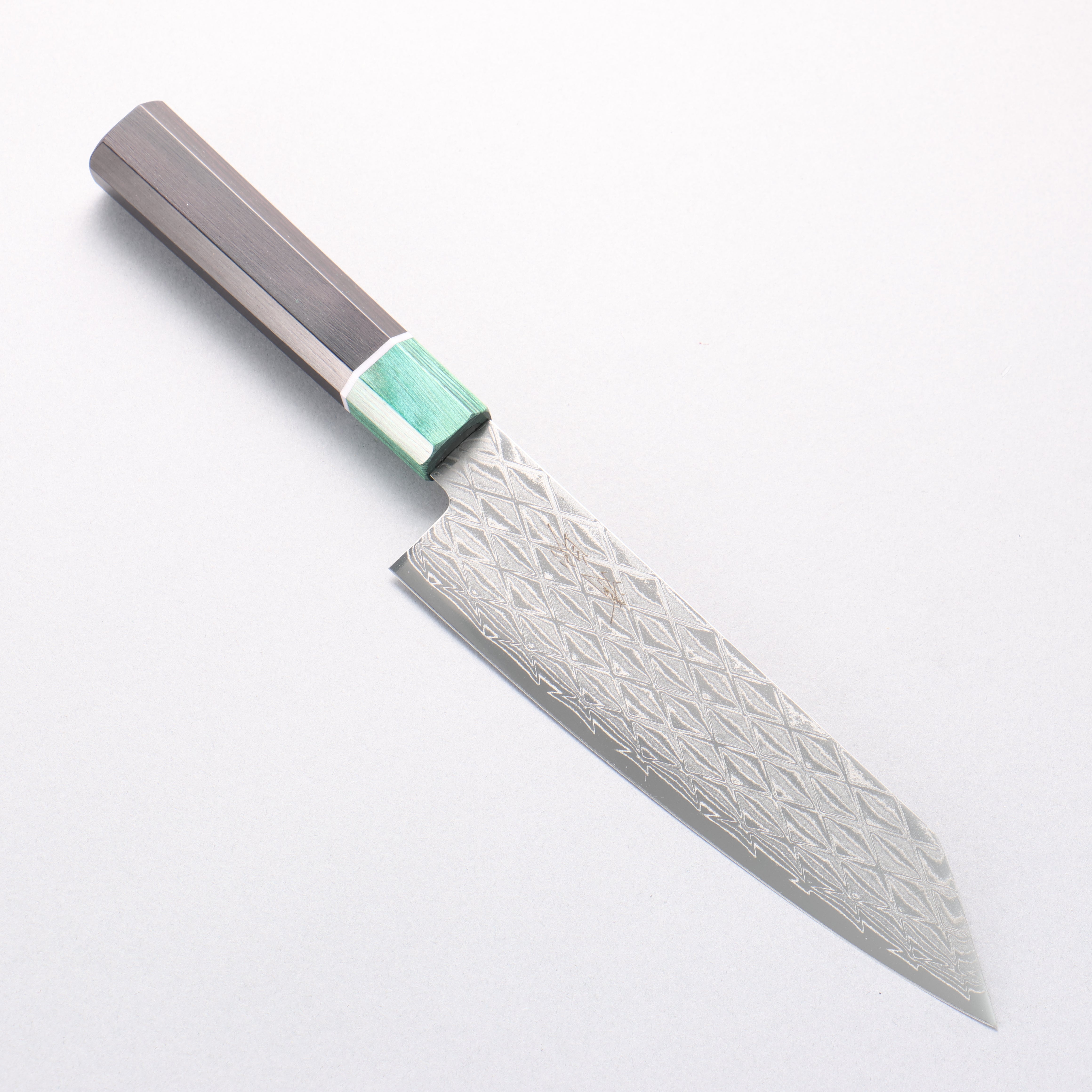 Seisuke AUS10 Mirror Crossed Kiritsuke Santoku 180mm Black Pakka wood(ferrule: Green Pakka wood) Handle - Japanny - Best Japanese Knife