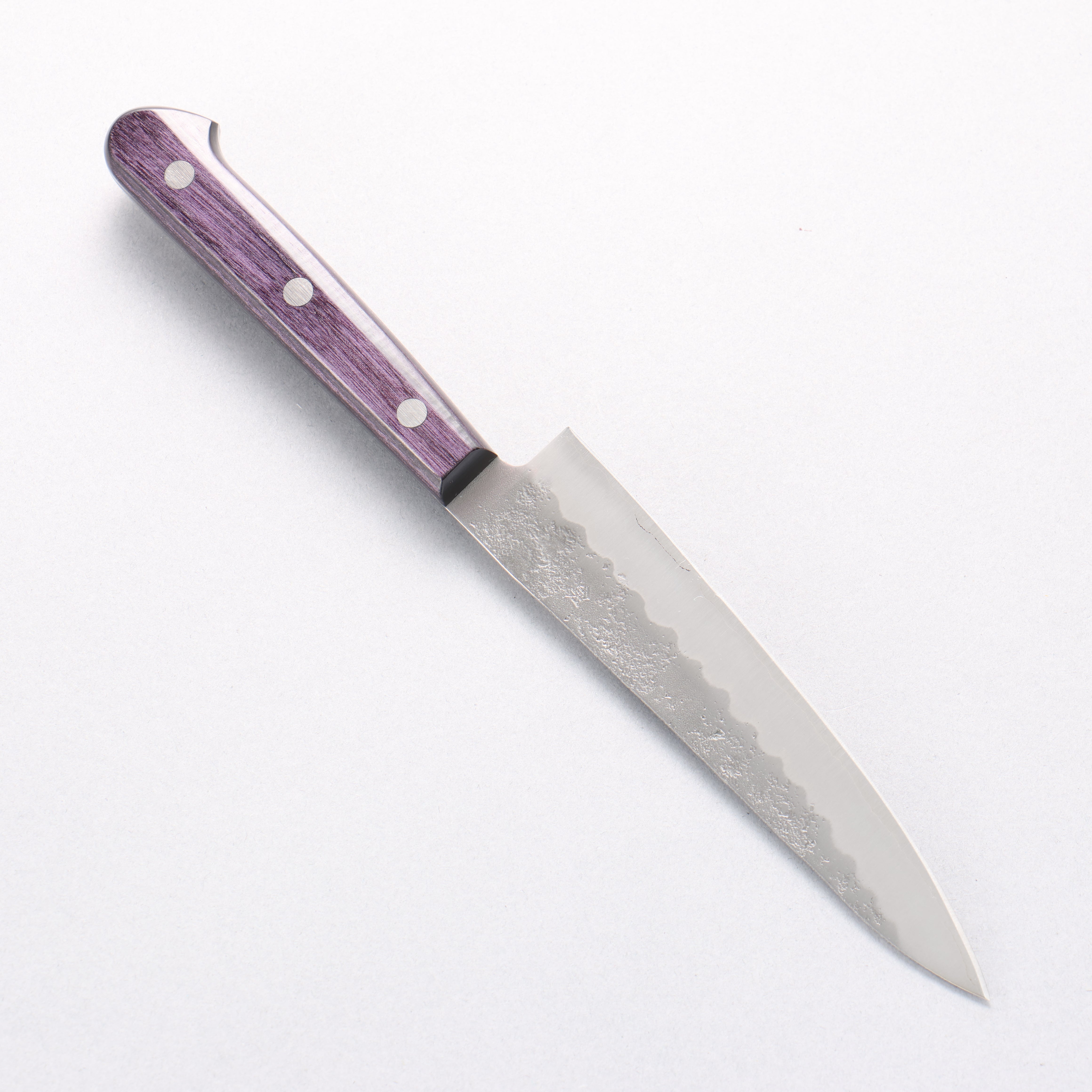 Seisuke Budou Silver Steel No.3 Nashiji Petty-Utility 135mm Purple Pakka wood Handle - Japanny - Best Japanese Knife