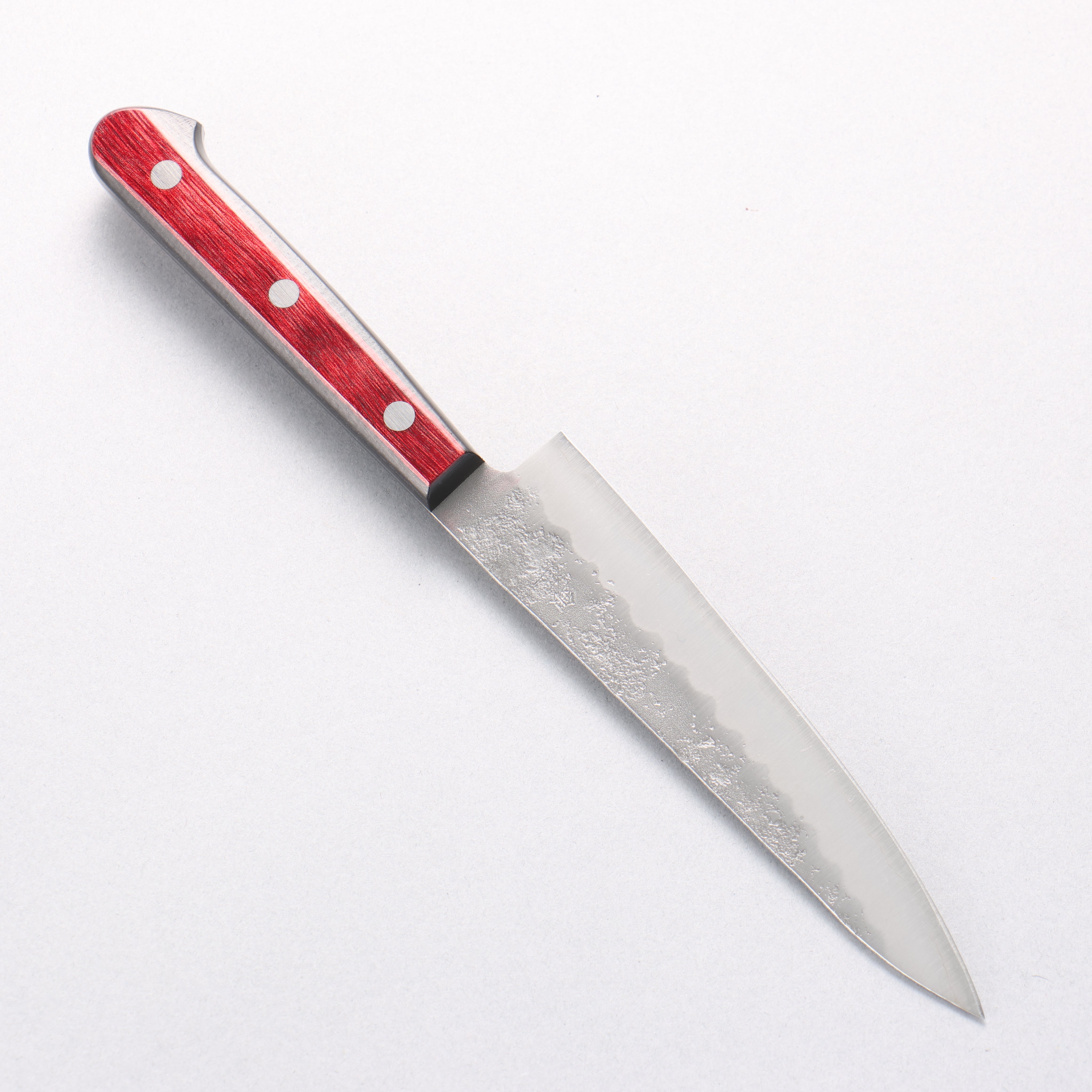 Seisuke Silver Steel No.3 Nashiji Petty-Utility 135mm Red Pakka wood Handle - Japanny - Best Japanese Knife