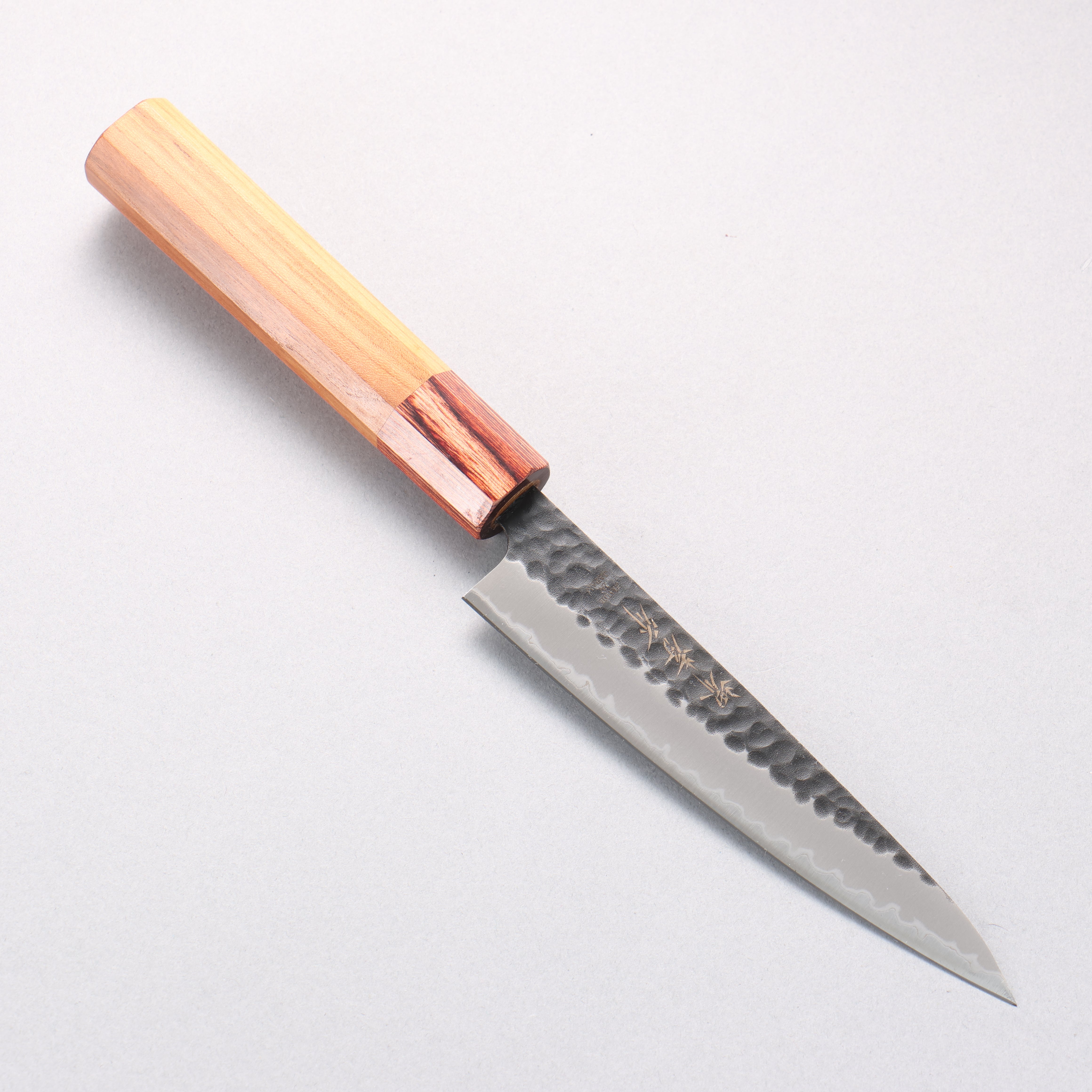Sakai Takayuki Blue Super Hammered Black Finished Petty-Utility 135mm Keyaki (Japanese Elm) Handle - Japanny - Best Japanese Knife