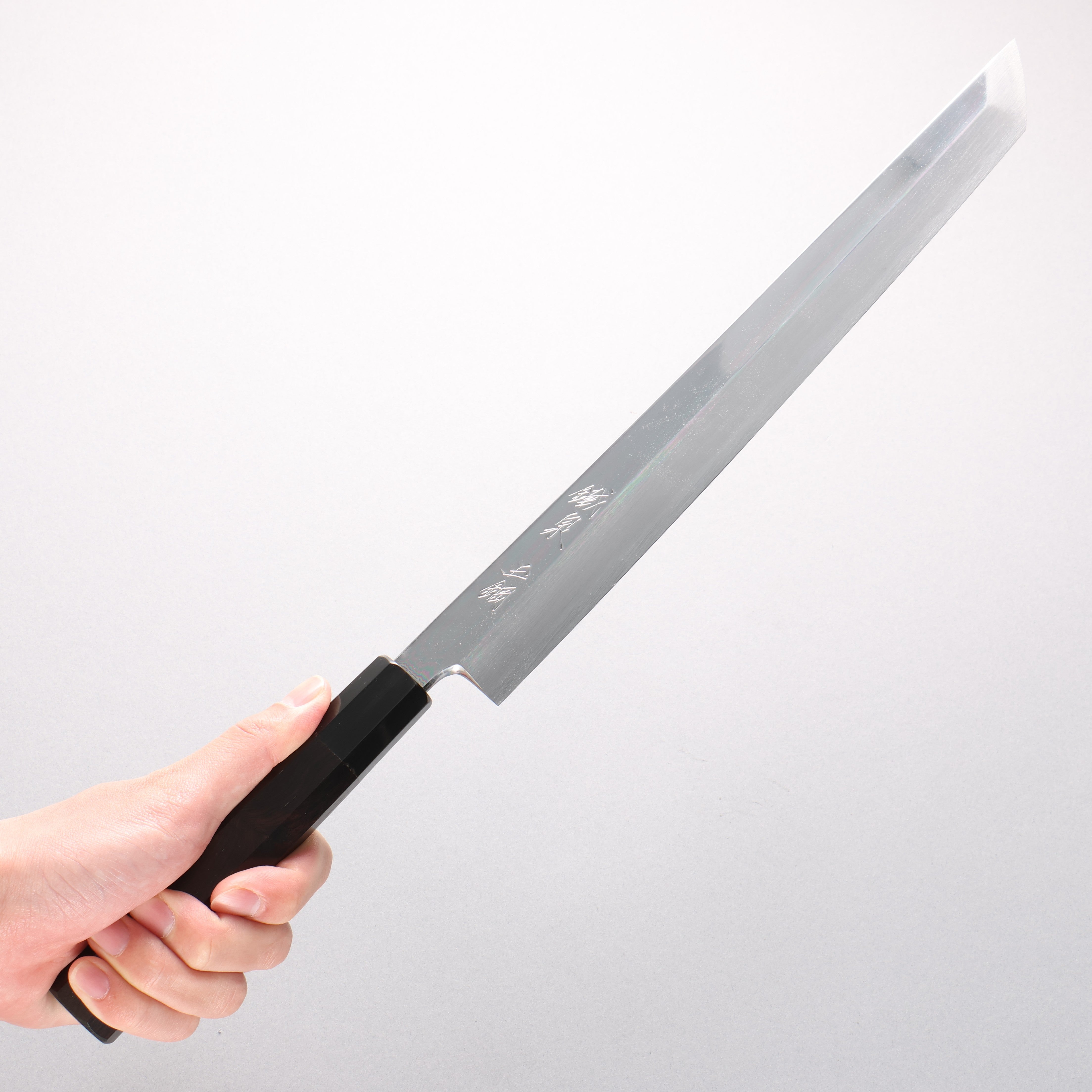 Tessen by Tanaka Tamahagane Sakimaru Yanagiba 300mm Ebony Wood Handle with Sheath - Japanny - Best Japanese Knife