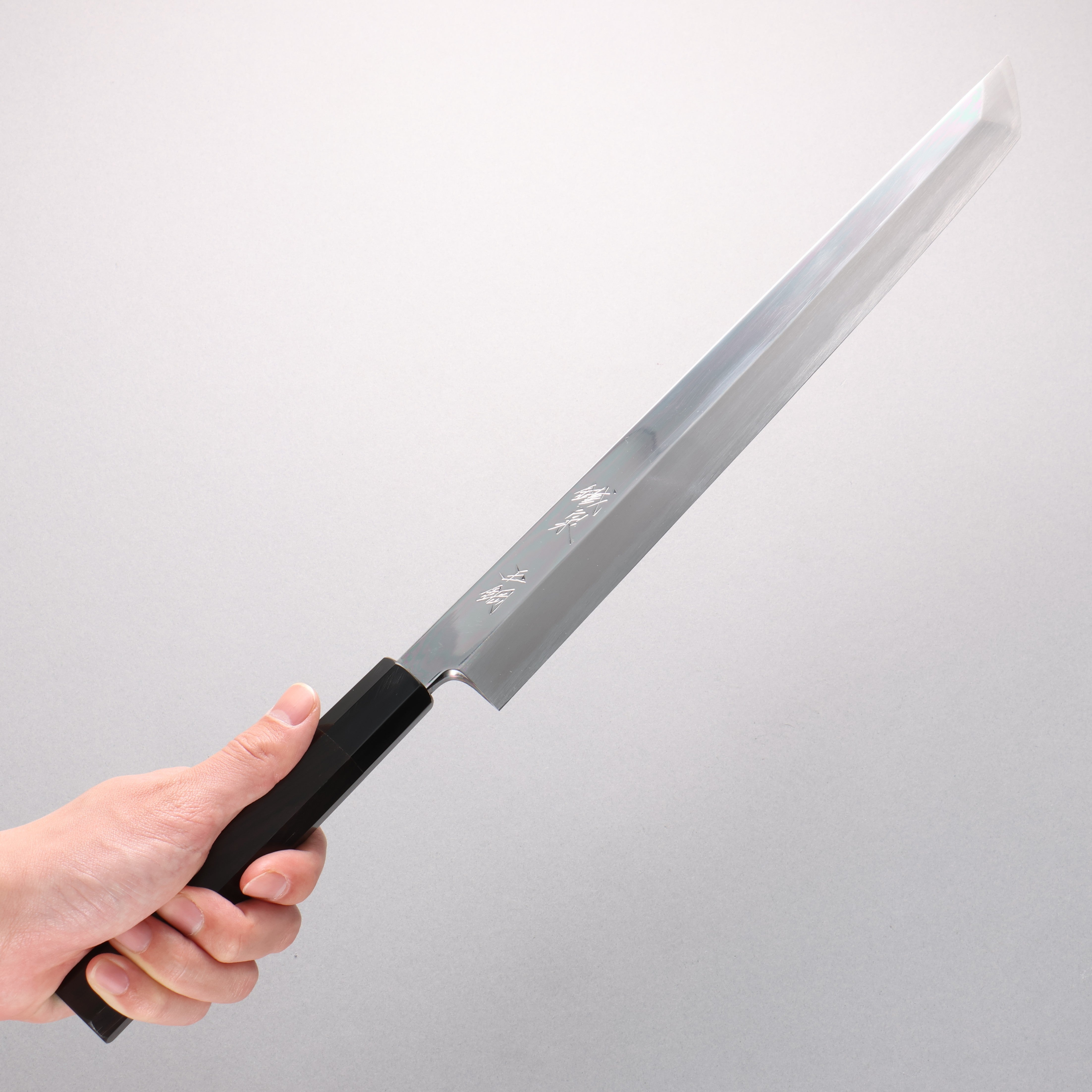 Tessen by Tanaka Tamahagane Sakimaru Yanagiba 315mm Ebony Wood Handle with Sheath - Japanny - Best Japanese Knife