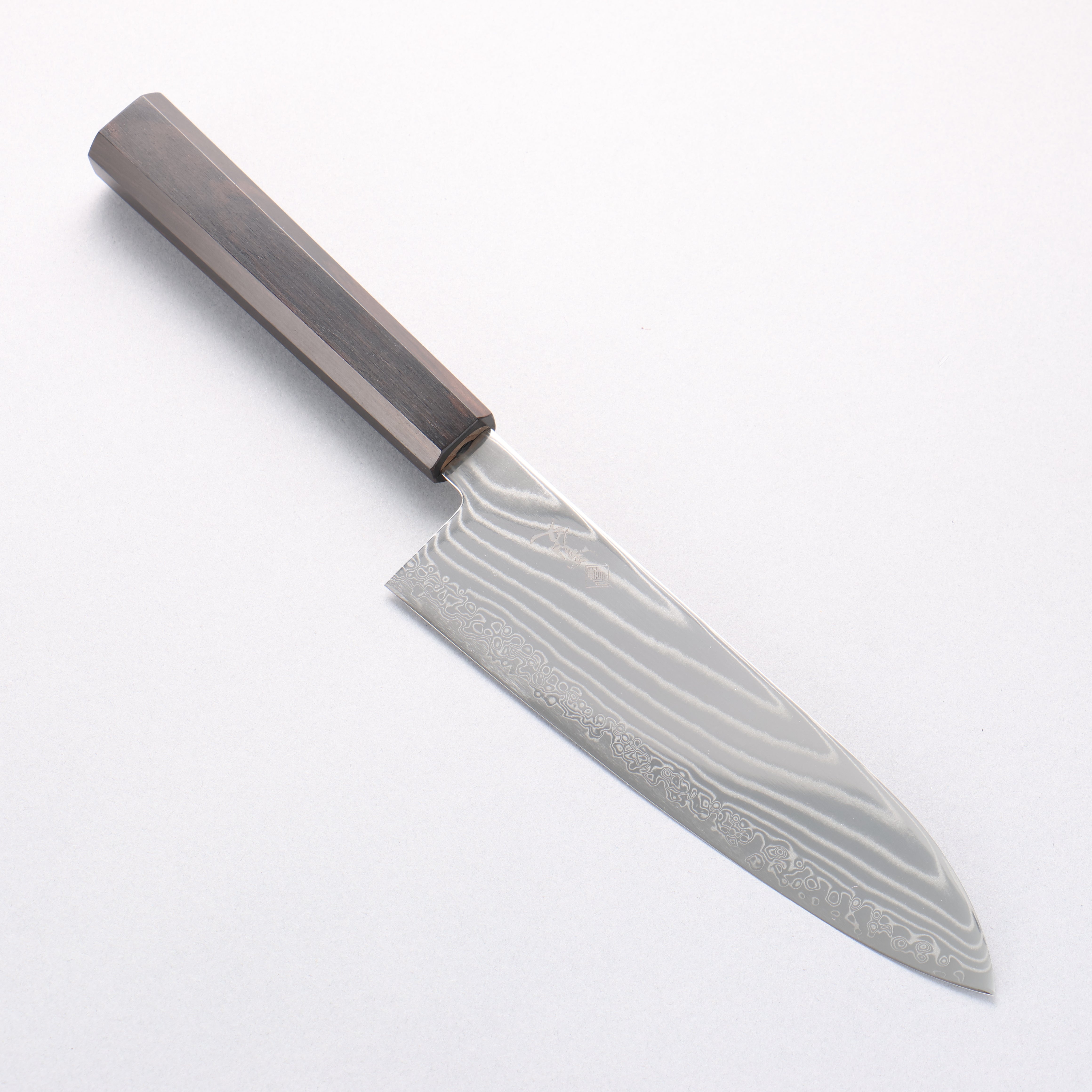 Kanjyo SG2 Damascus Wave Pattern Santoku 180mm Ebony Wood Handle - Japanny - Best Japanese Knife
